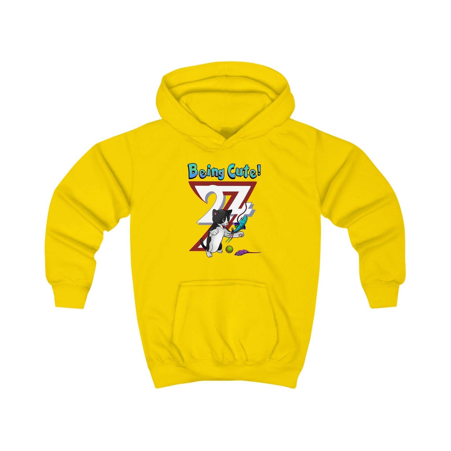 Unique Design Kids Custom Hoodie Being Cute Playing Kitten sunflower