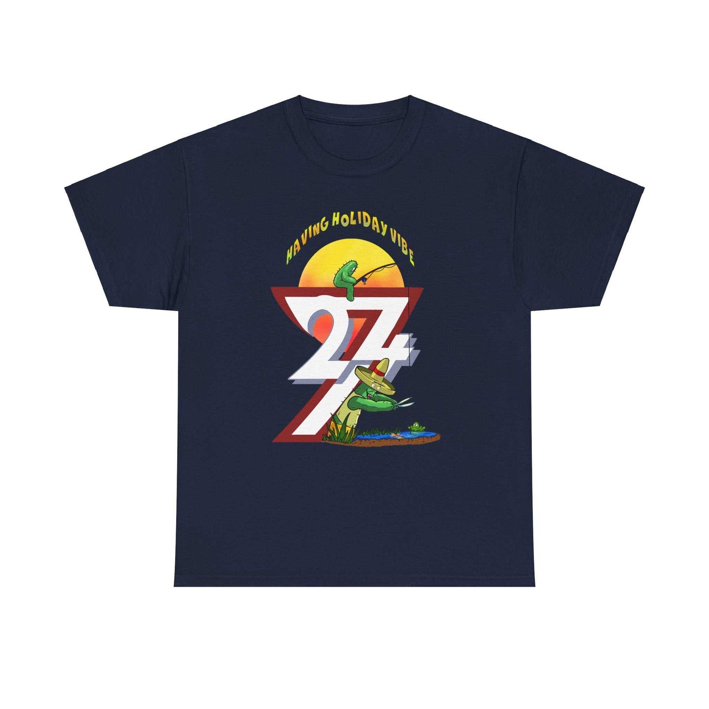 Printed T-shirt - Leonando Fishing Holiday navy blue