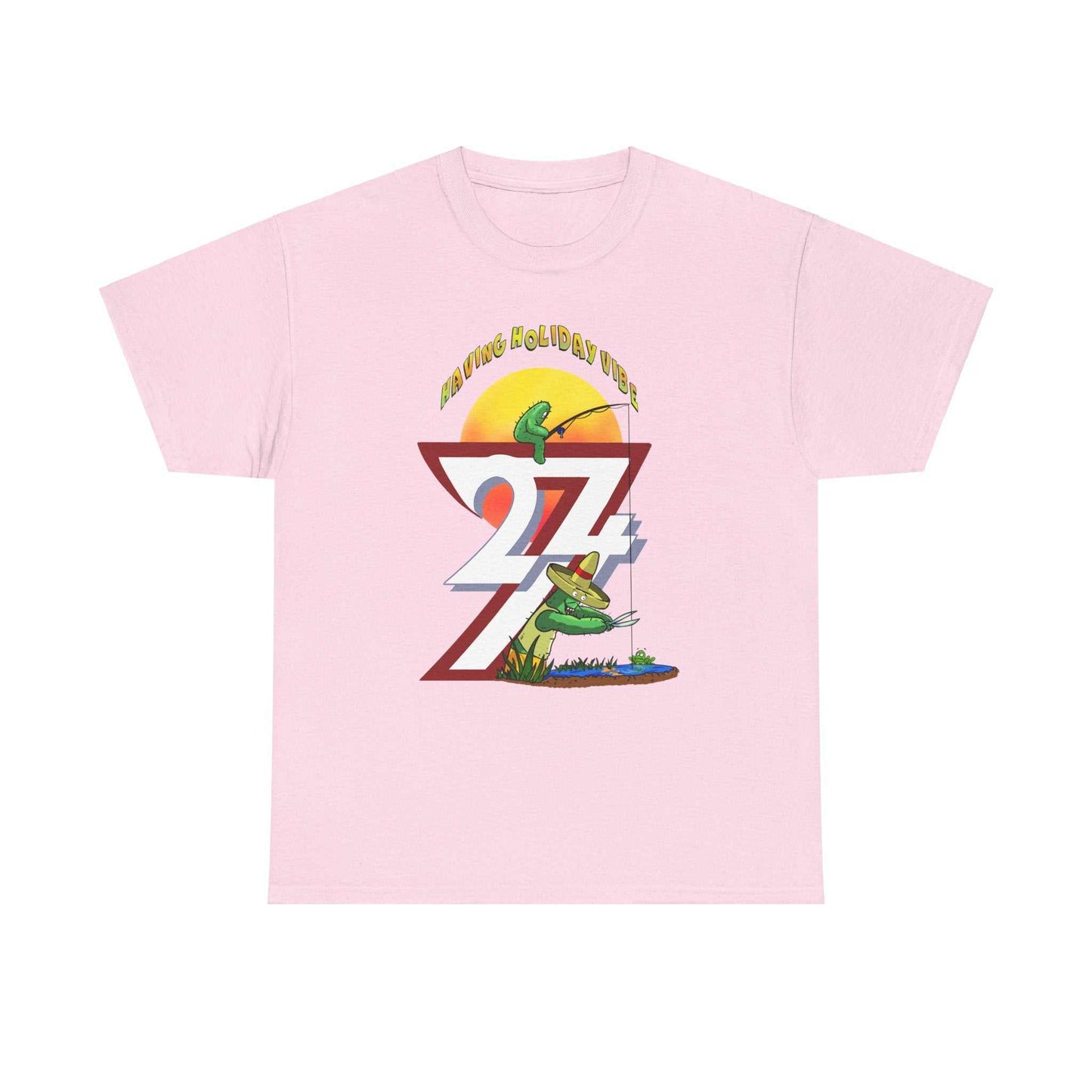 Printed T-shirt - Leonando Fishing Holiday light pink
