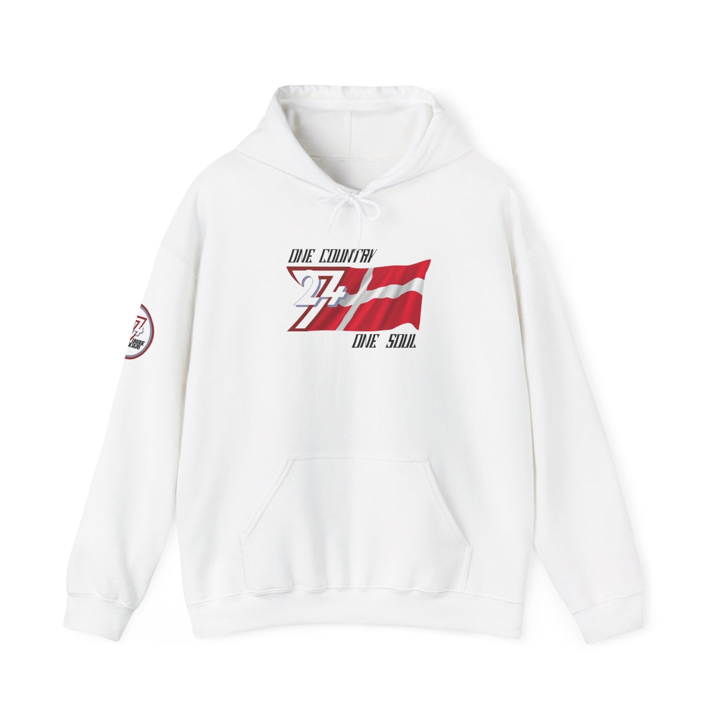Unique Design 24/7 Denmark Flag Printed Unisex custom Hoodie white