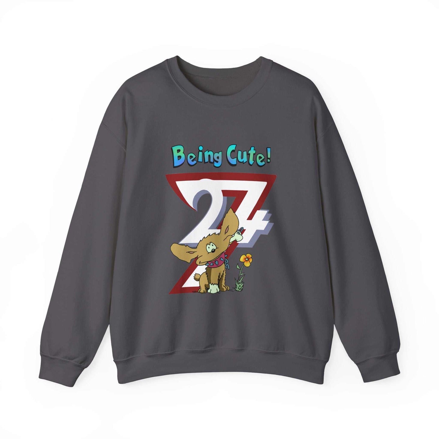 Unique Design Being Cute Doggy Heavy Blend™ Crewneck Sweatshirt charcoal