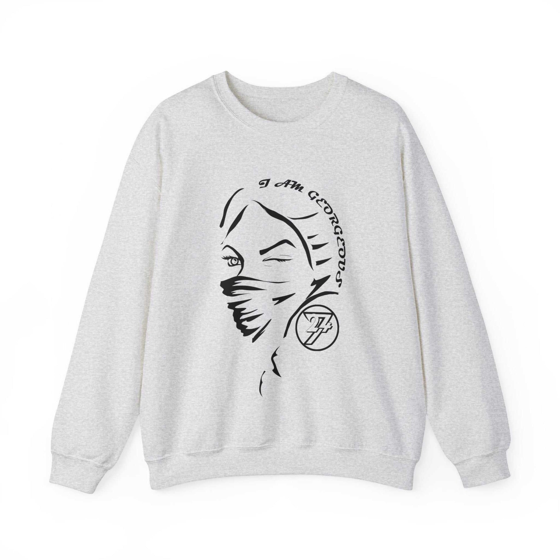 Unique Design Gorgeous Woman Heavy Blend™ Crewneck Sweatshirt ash