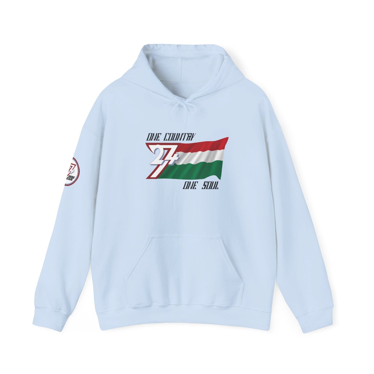 Unique Design 24/7 Hungary Flag Printed Unisex custom Hoodie light blue