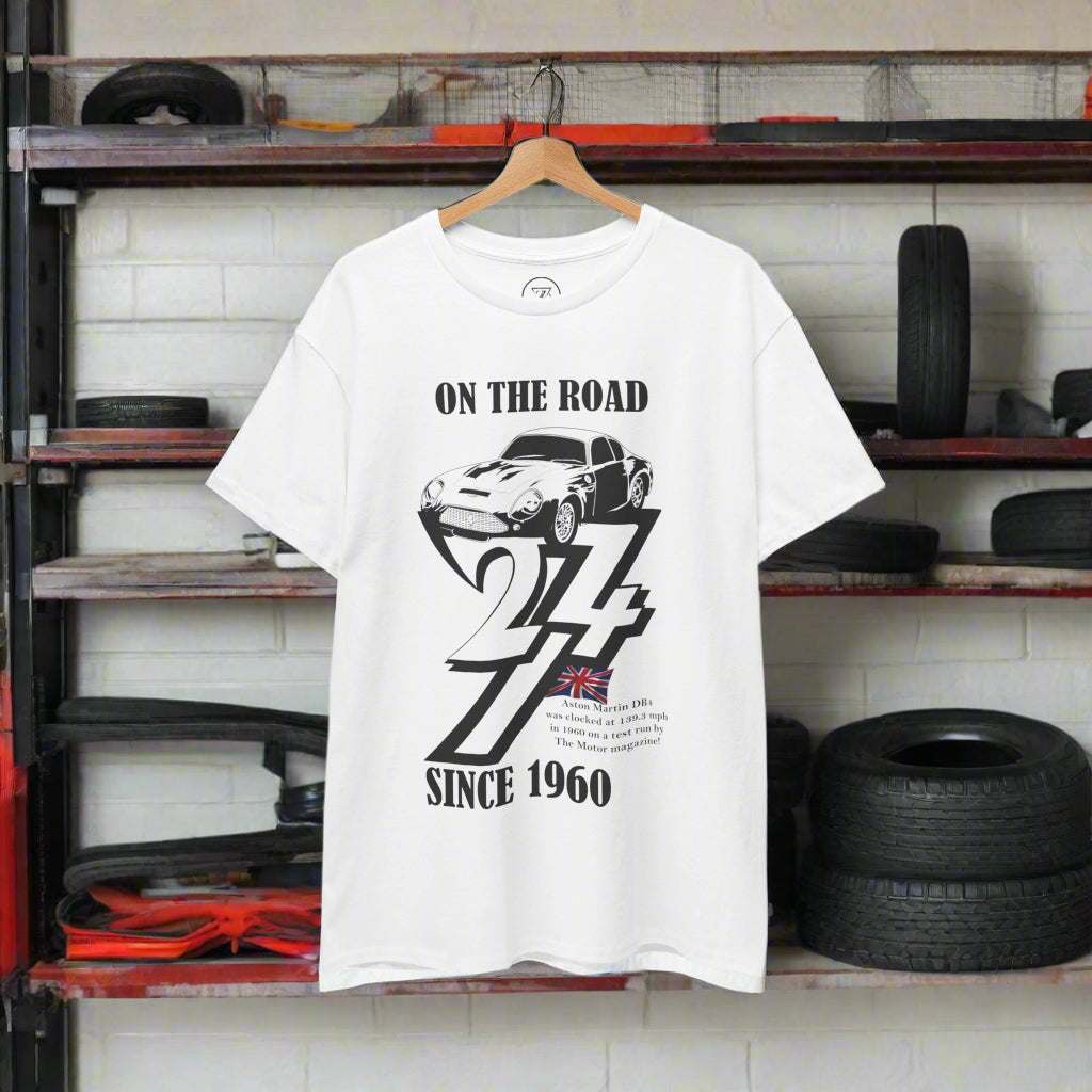 1960 Aston Martin t-shirt Aston Martin top classic car t-shirt by 24/7 Unique Designs white