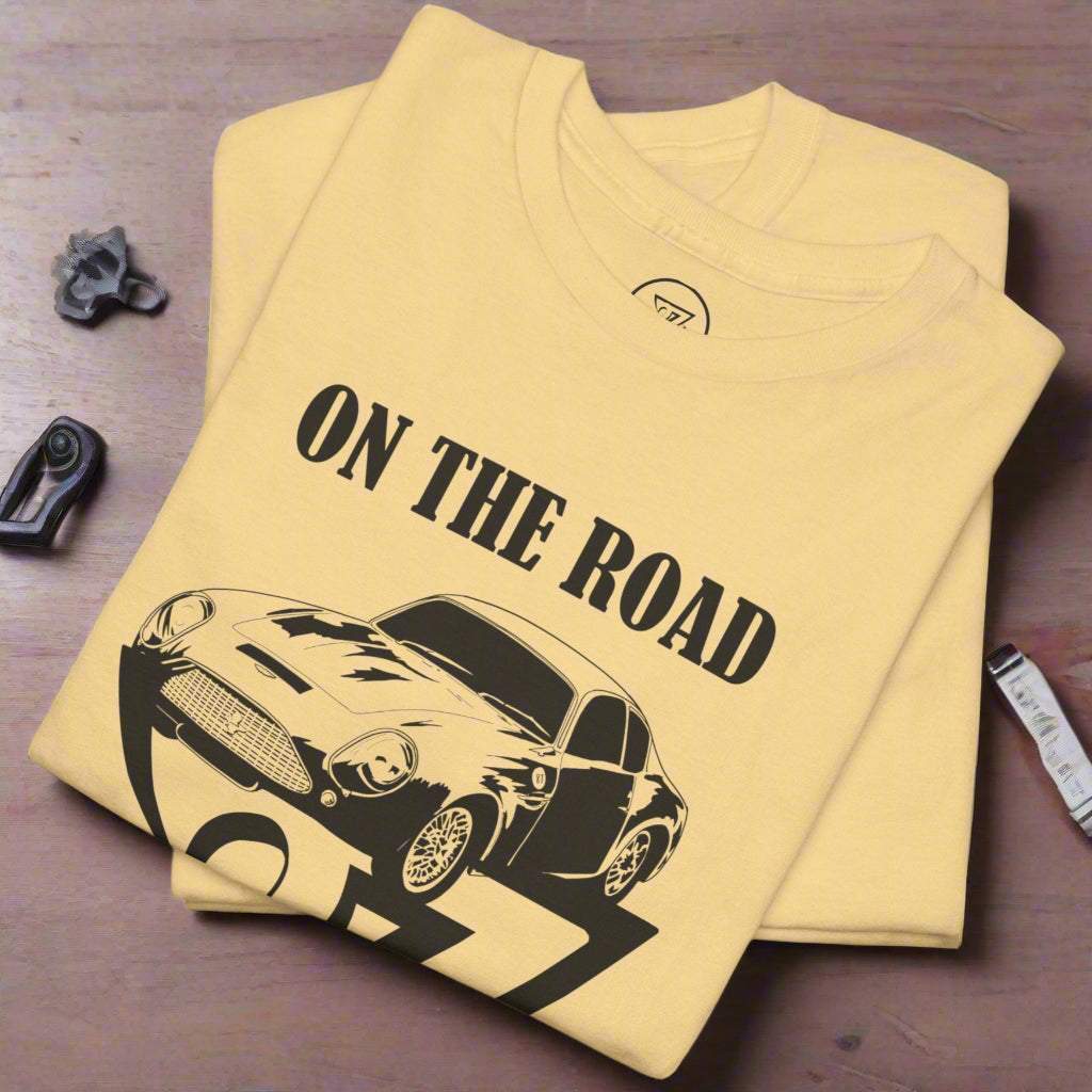1960 Aston Martin t-shirt Aston Martin top classic car t-shirt by 24/7 Unique Designs yellow haze