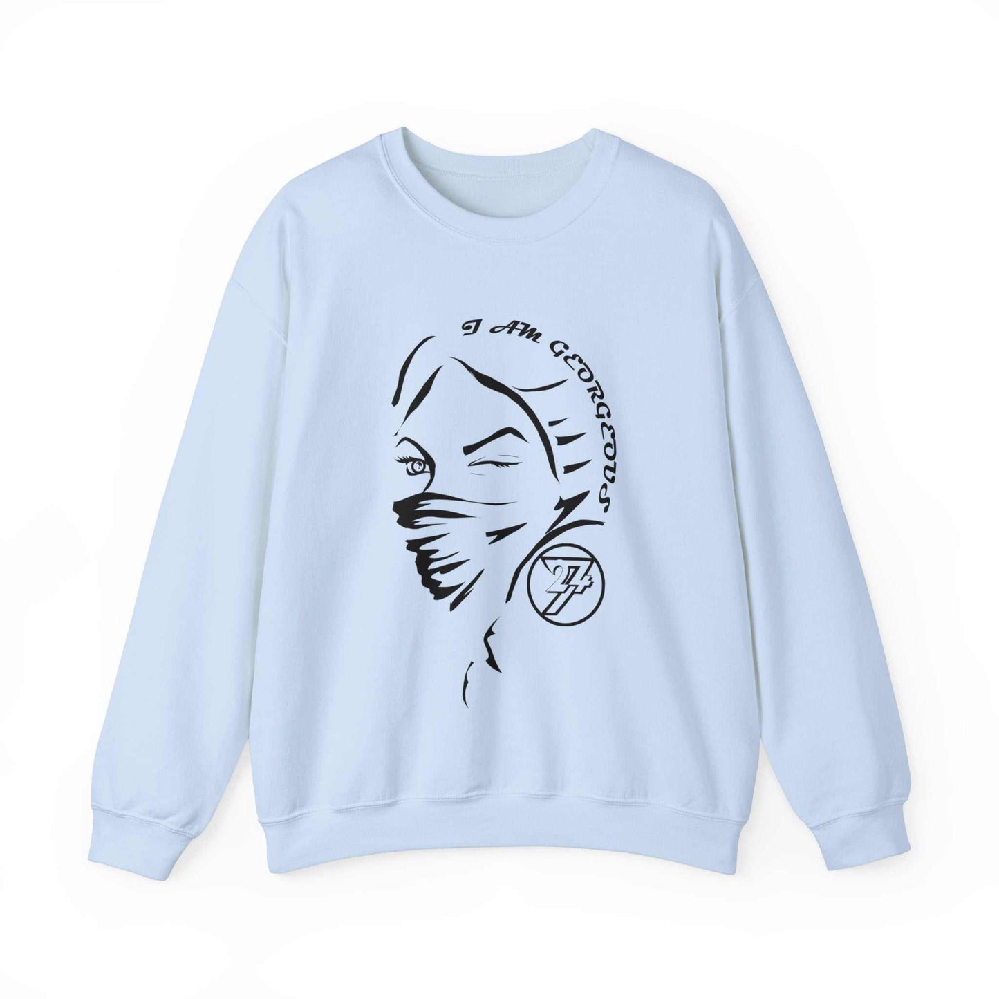 Unique Design Gorgeous Woman Heavy Blend™ Crewneck Sweatshirt light  blue