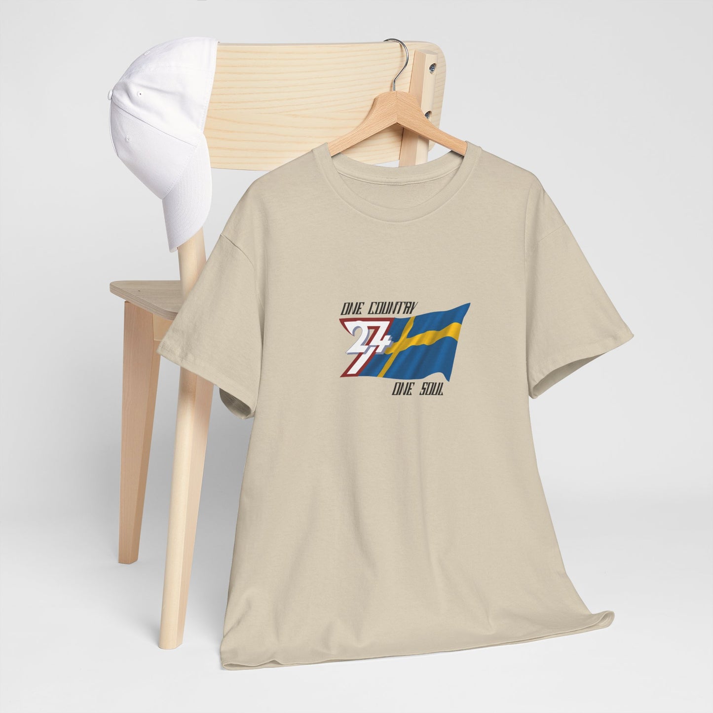 Unique Design 24/7 Sweden Flag Printed Unisex custom T-shirt sand