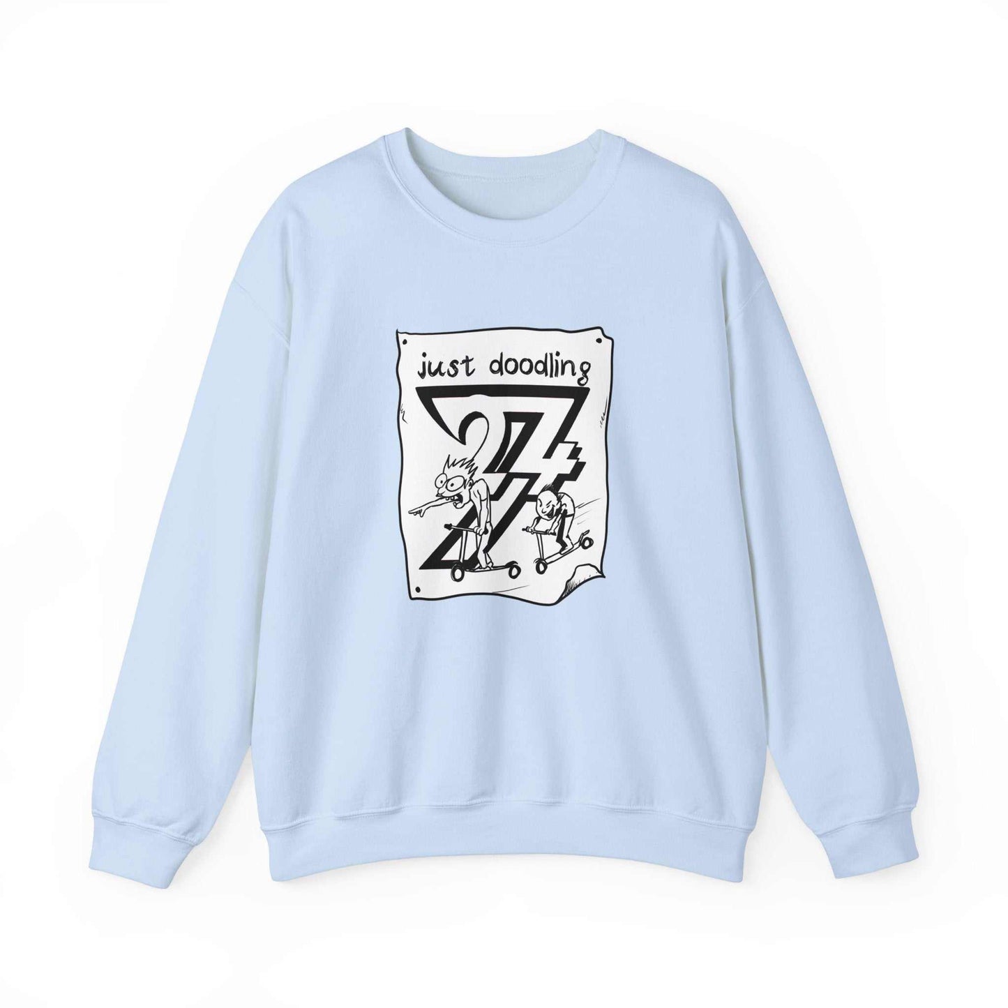 Unique Design Just Doodling Scooter Kids Heavy Blend™ Crewneck Sweatshirt light blue