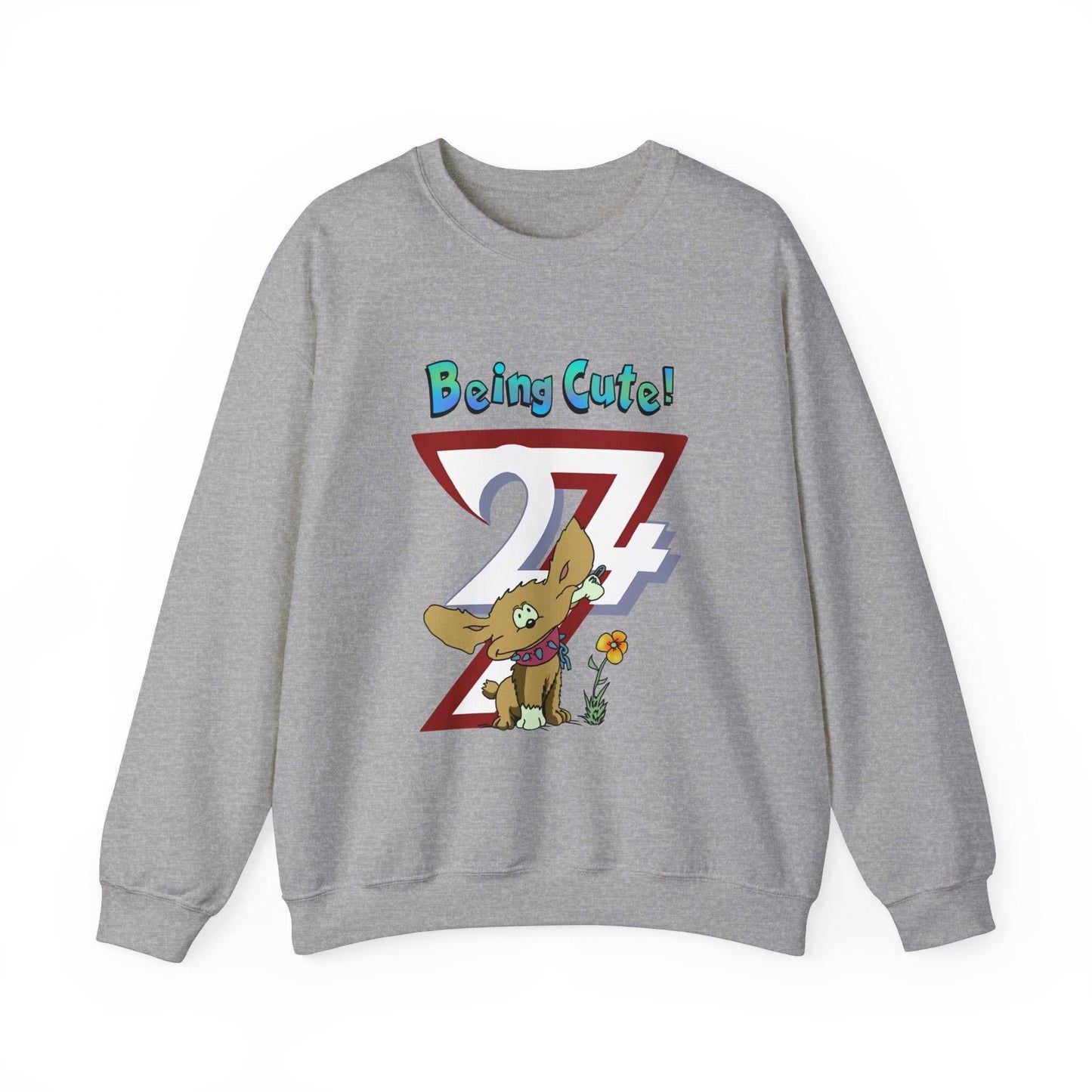 Unique Design Being Cute Doggy Heavy Blend™ Crewneck Sweatshirt sports grey