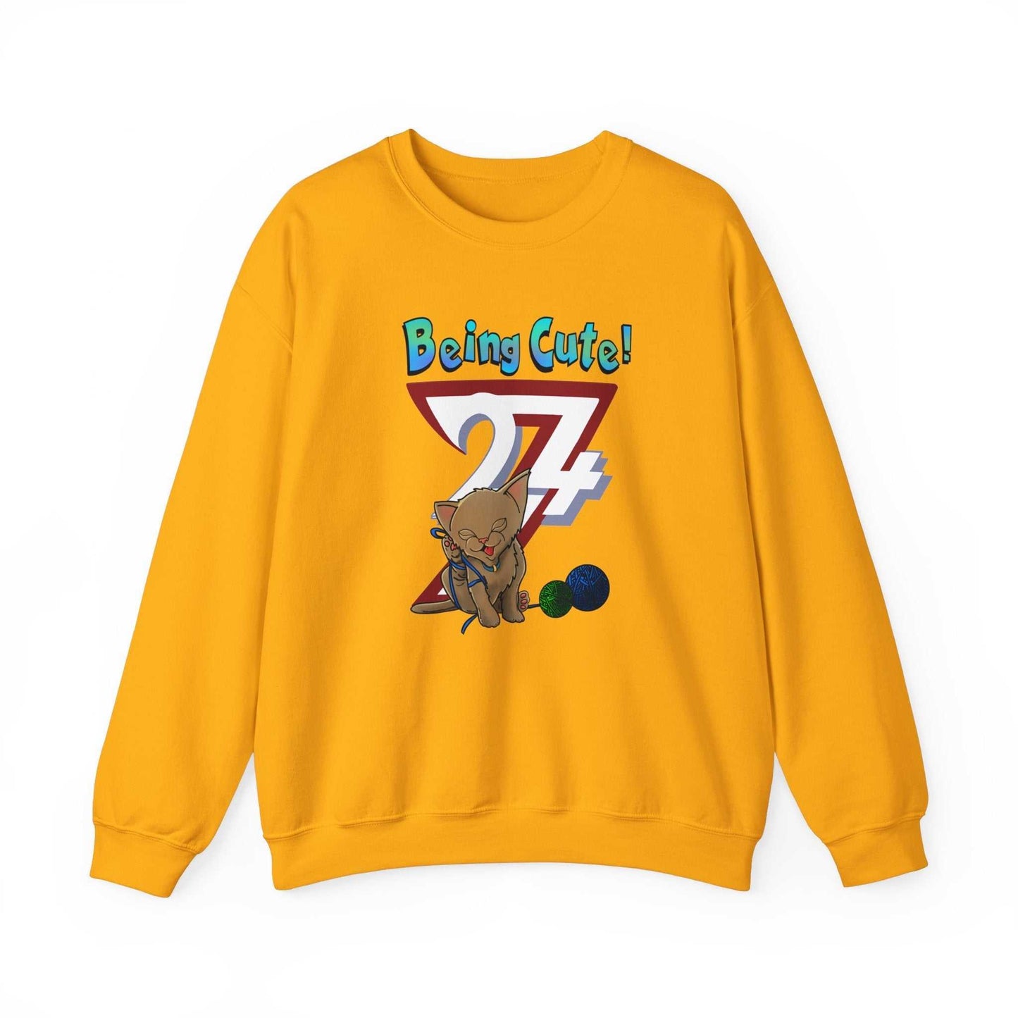 Unique Design Being Cute Kitty Heavy Blend™ Crewneck Sweatshirt gold