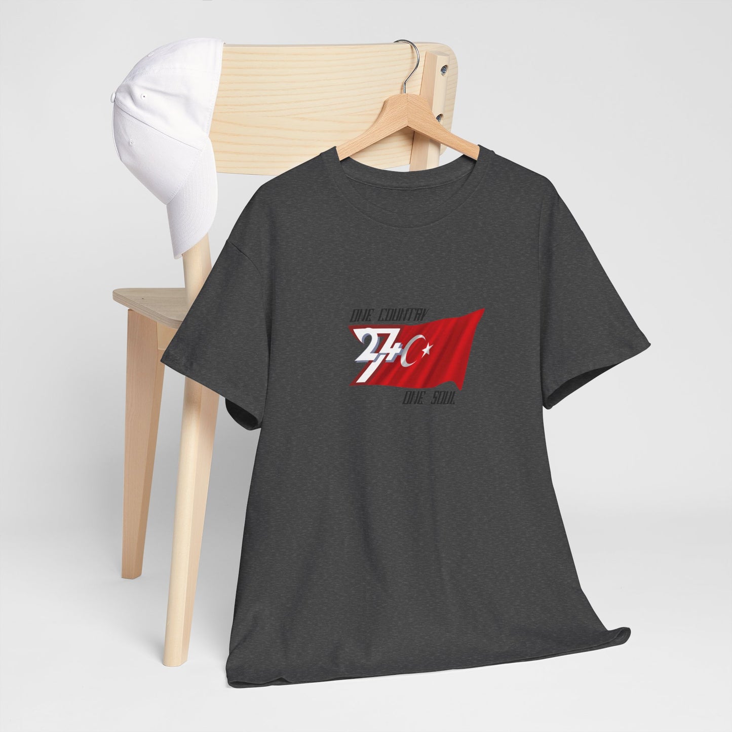 Unique Design 24/7 Turkey Flag Unisex custom T-shirt dark heather