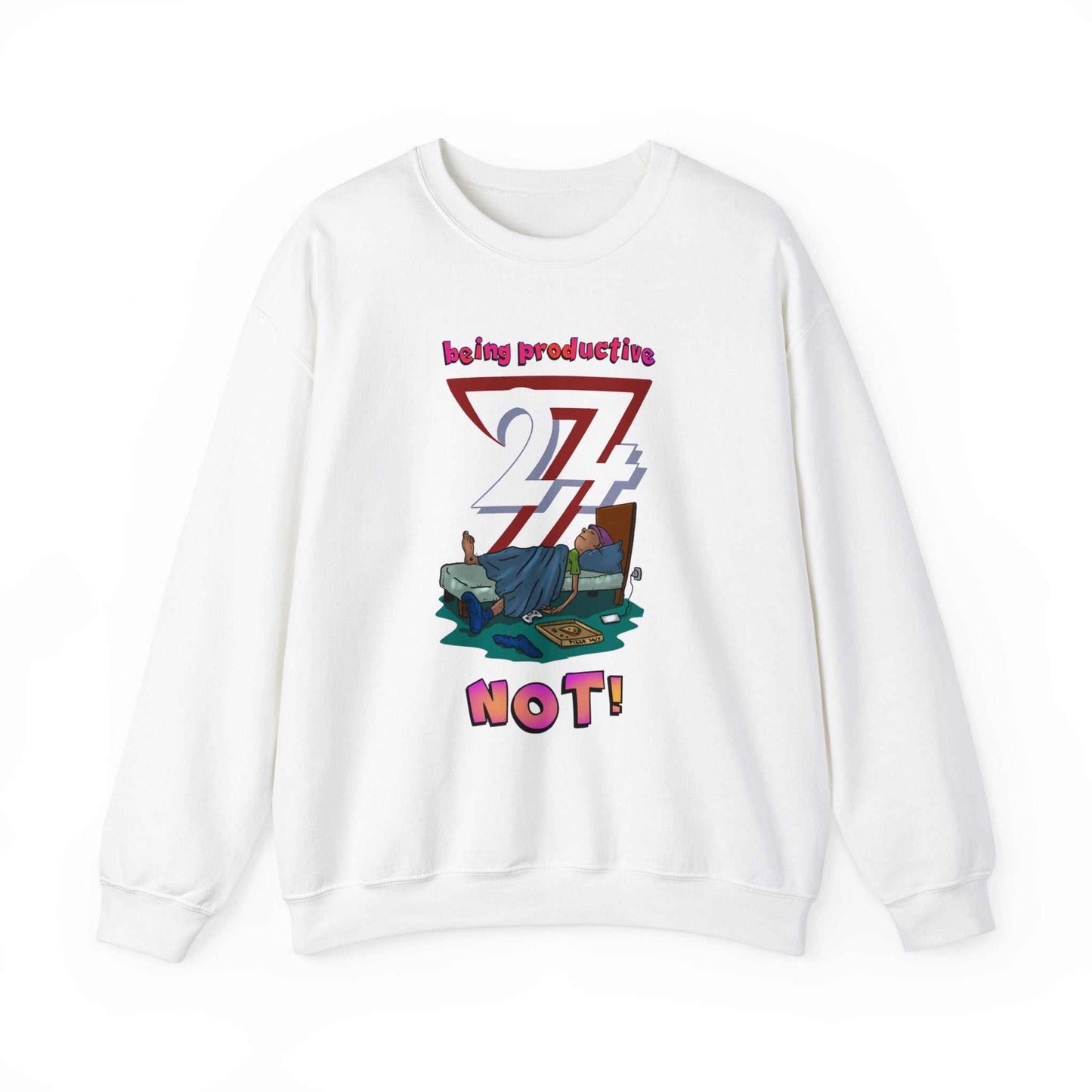 Unique Design Lazy Person Heavy Blend™ Crewneck Sweatshirt white