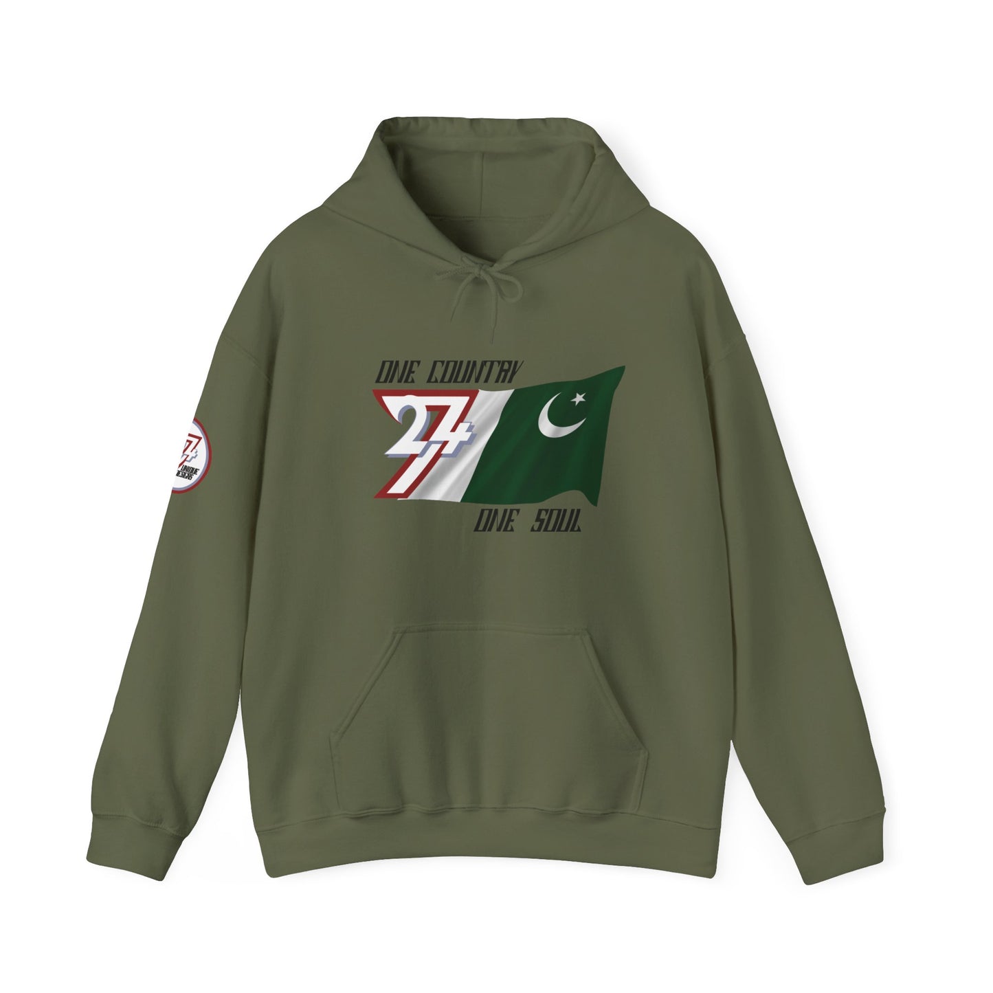 Unique Design 24/7 Pakistan Flag Printed Unisex custom Hoodie military green