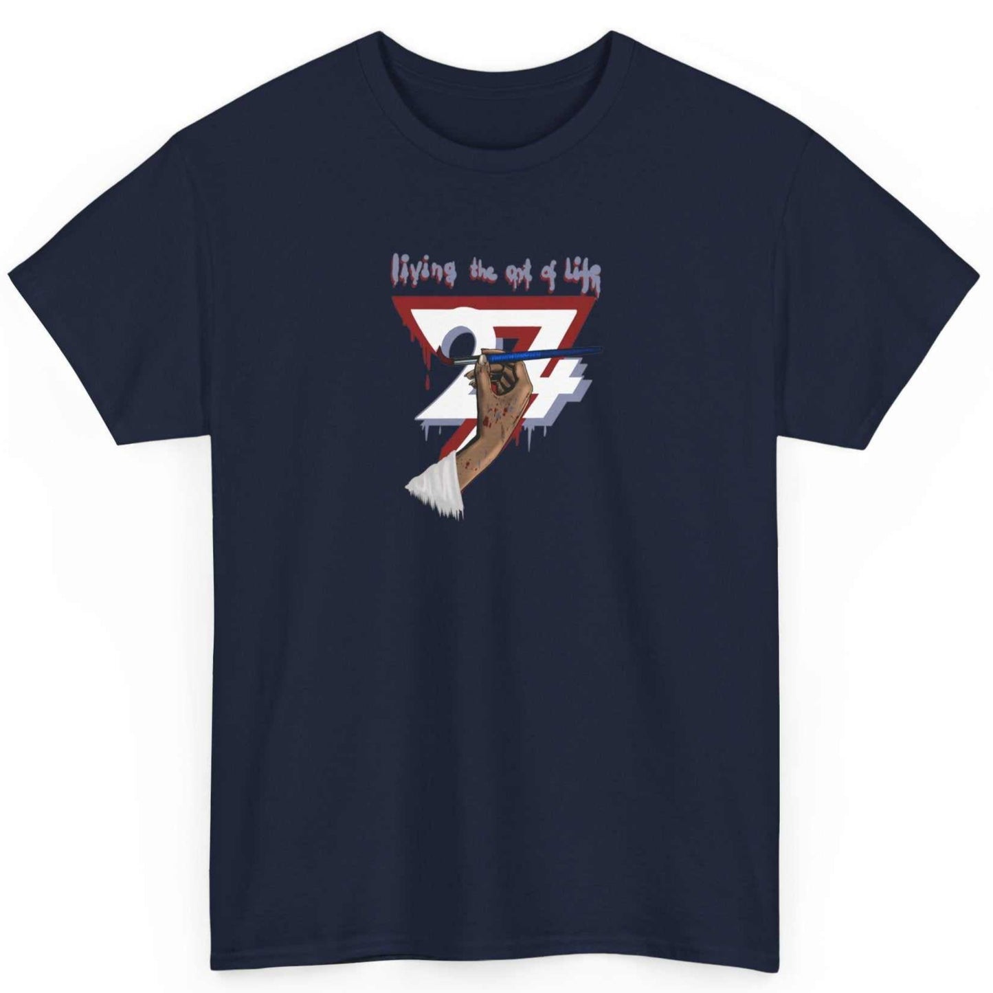 Unique Design Art of Life graphics t-shirt navy