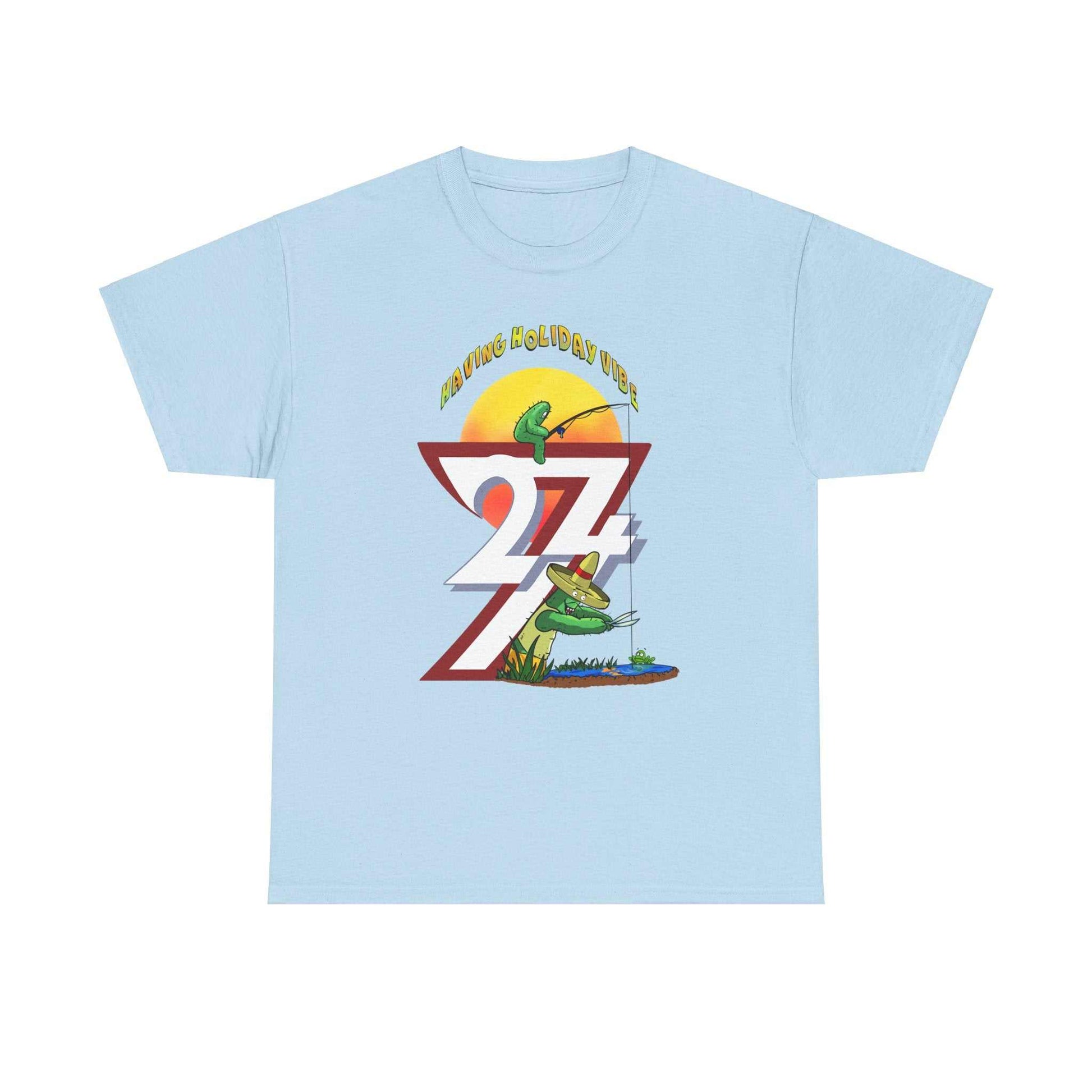 Printed T-shirt - Leonando Fishing Holiday light blue