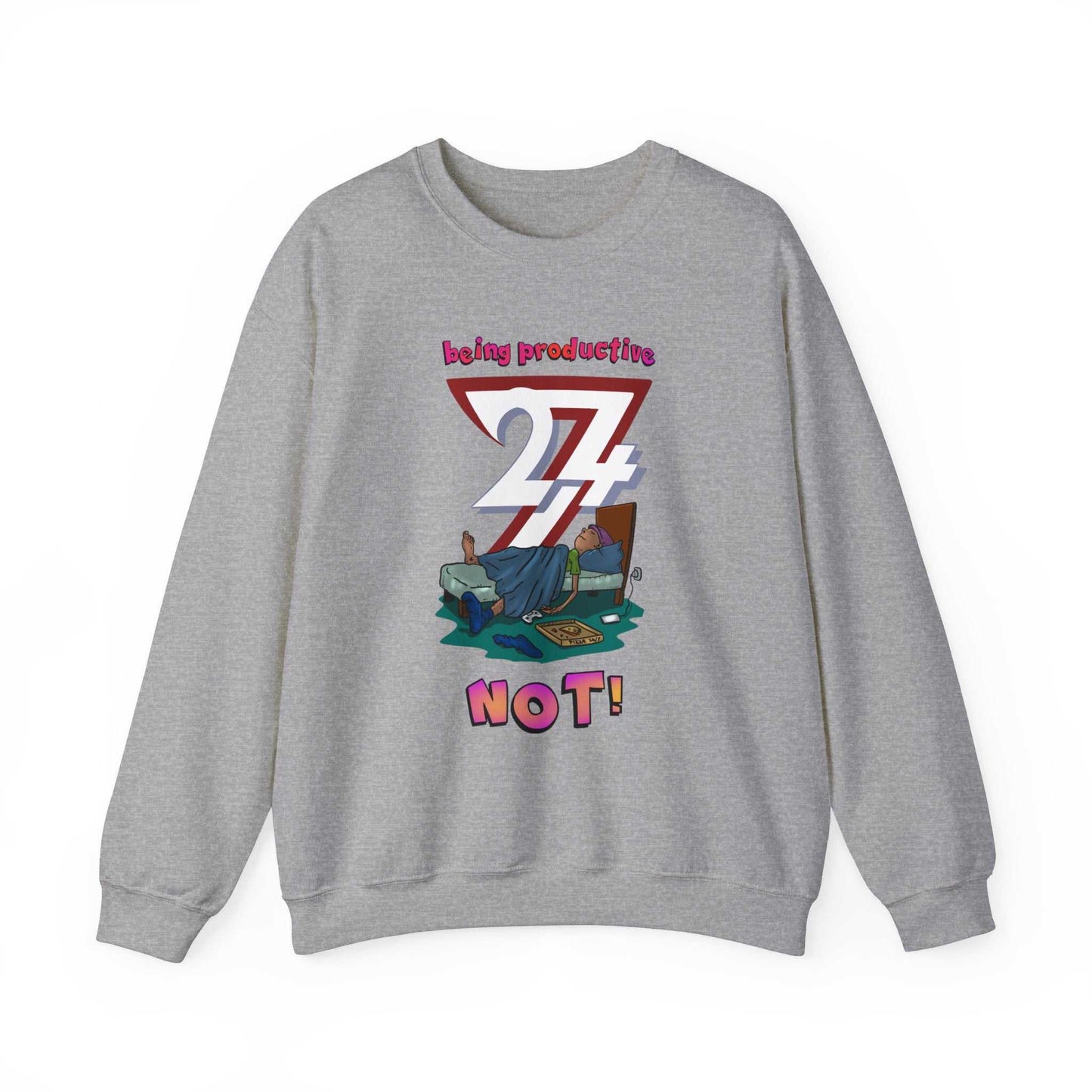 Unique Design Lazy Person Heavy Blend™ Crewneck Sweatshirt sports grey