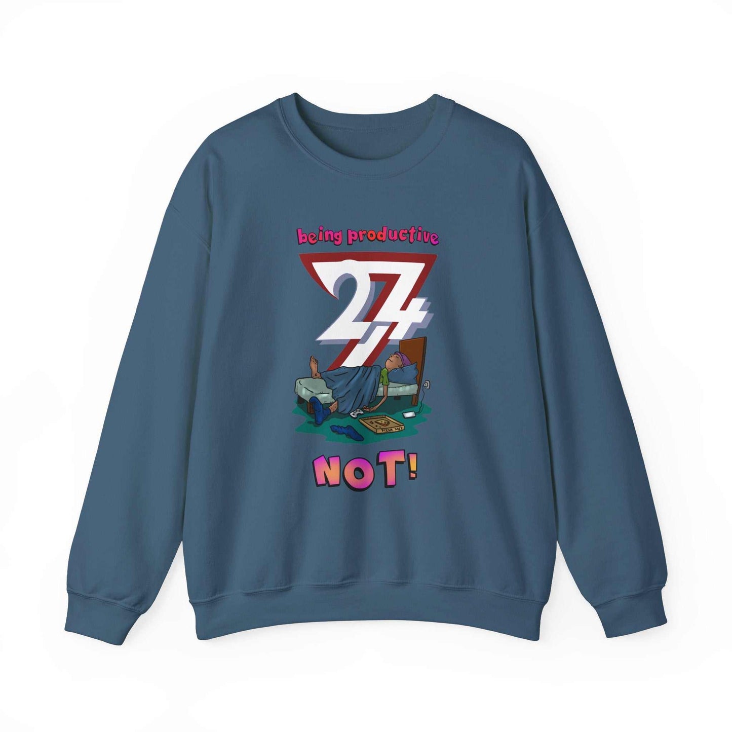 Unique Design Lazy Person Heavy Blend™ Crewneck Sweatshirt indigo blue
