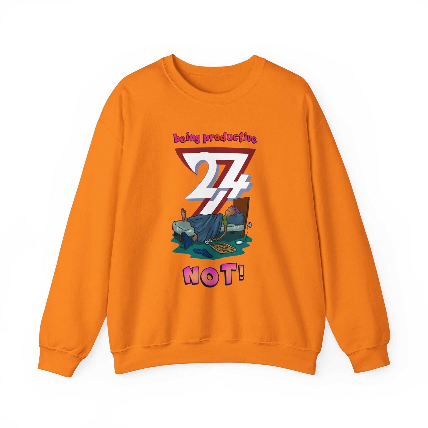 Unique Design Lazy Person Heavy Blend™ Crewneck Sweatshirt orange