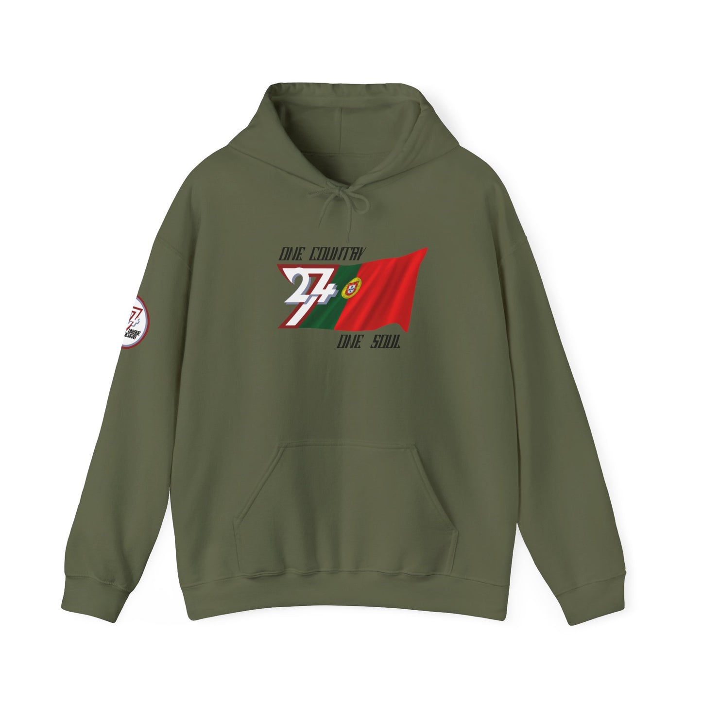 Unique Design 24/7 Portugal Flag custom hoodie military green