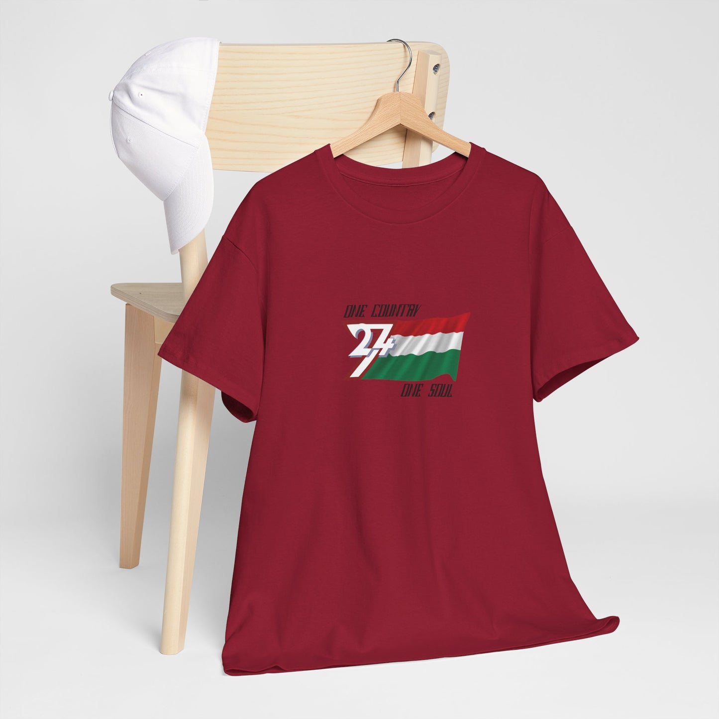 Unique Design 24/7 Hungary Flag Printed Unisex custom T-shirt cardinal red