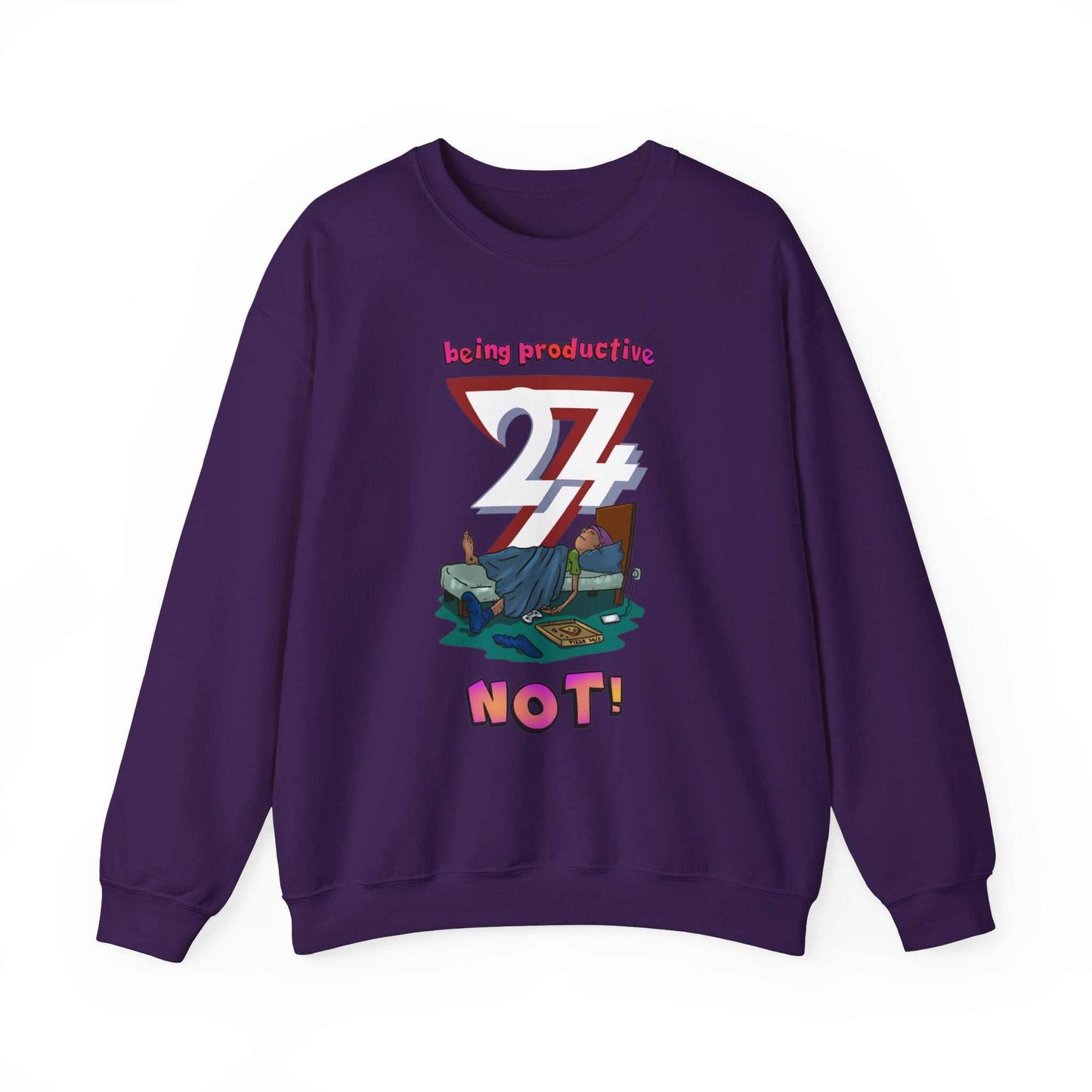 Unique Design Lazy Person Heavy Blend™ Crewneck Sweatshirt purple