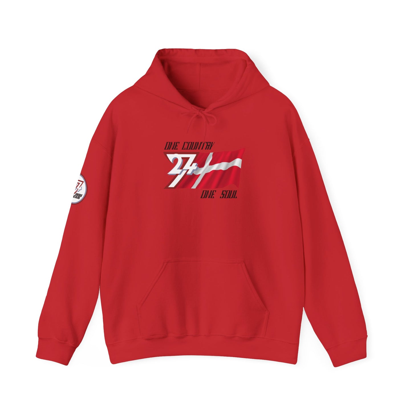 Unique Design 24/7 Denmark Flag Printed Unisex custom Hoodie red