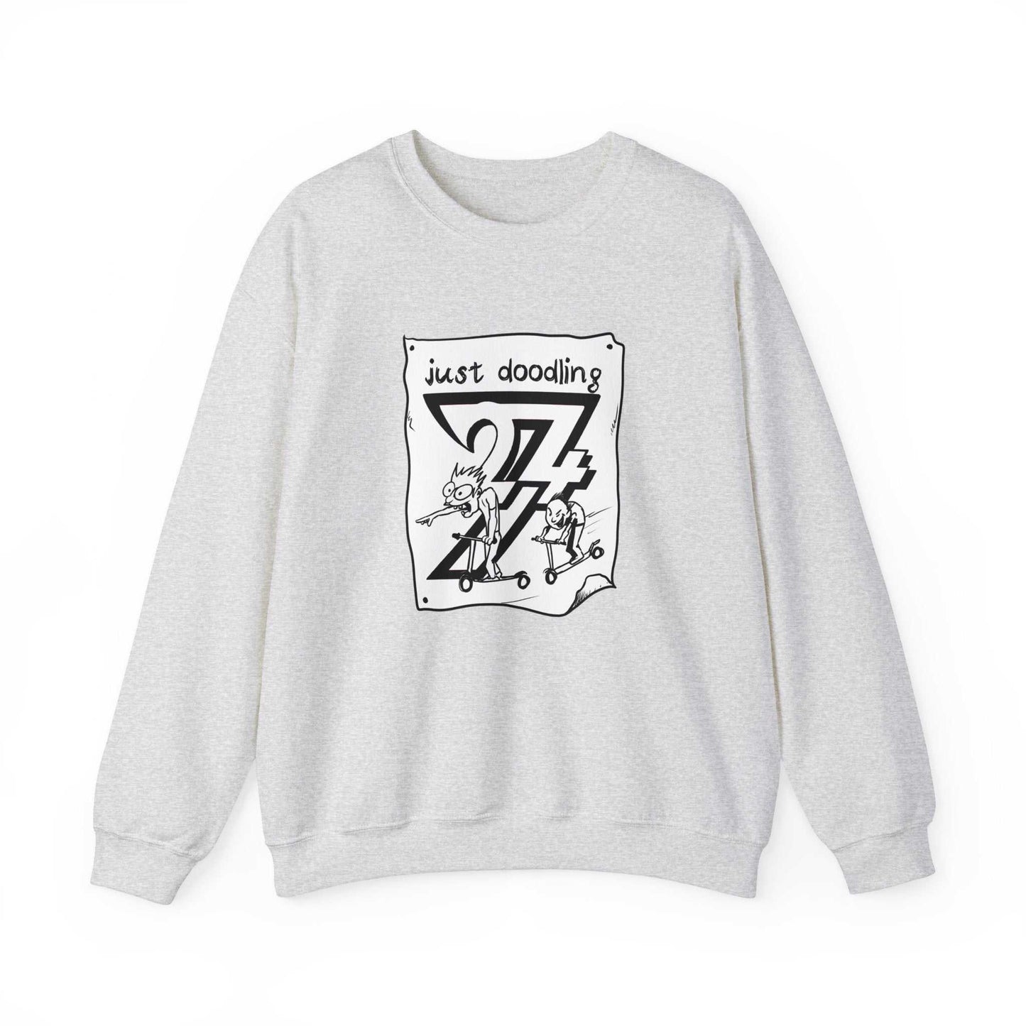 Unique Design Just Doodling Scooter Kids Heavy Blend™ Crewneck Sweatshirt ash