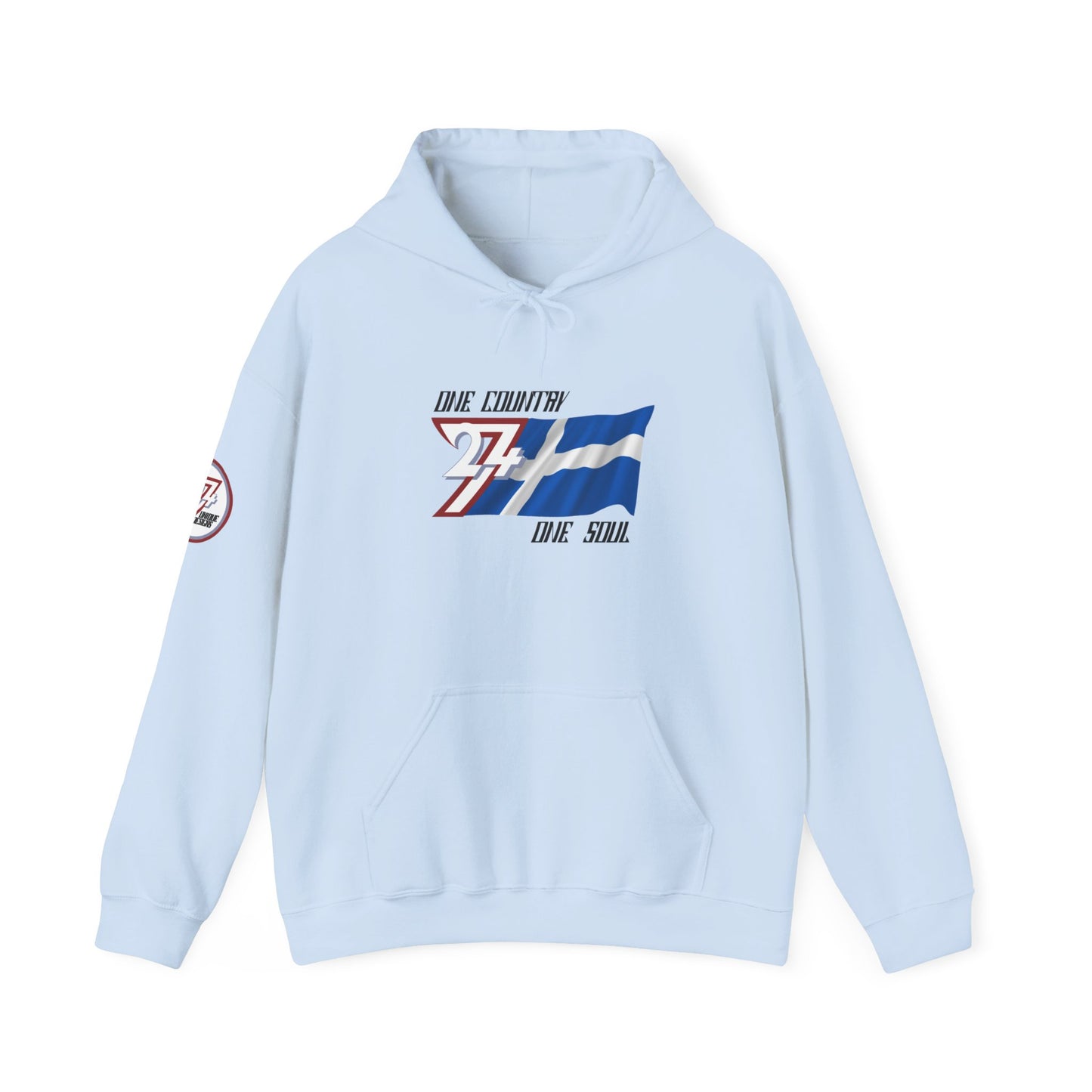 Unique Design 24/7 Finland Flag Printed Unisex custom Hoodie light blue