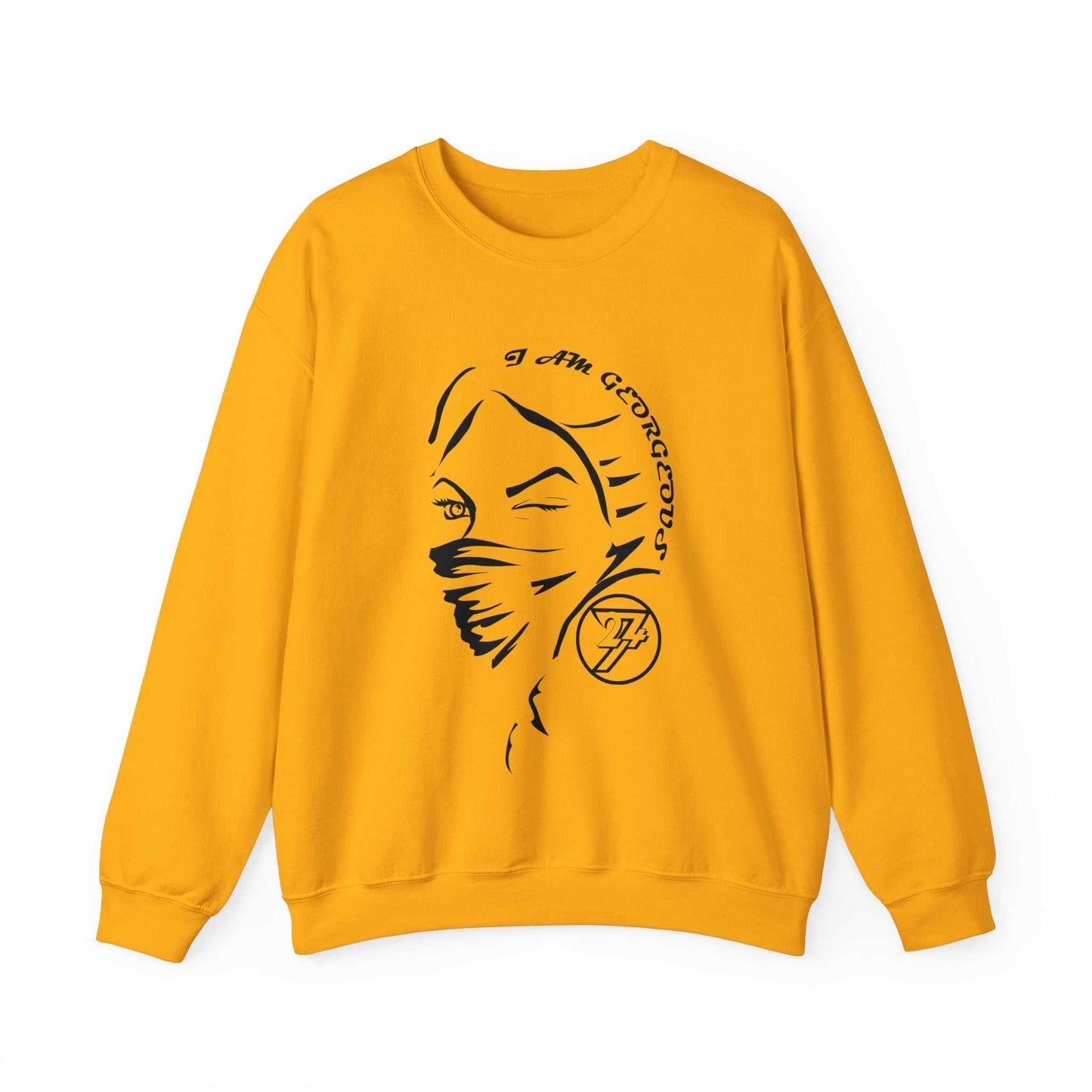 Unique Design Gorgeous Woman Heavy Blend™ Crewneck Sweatshirt gold