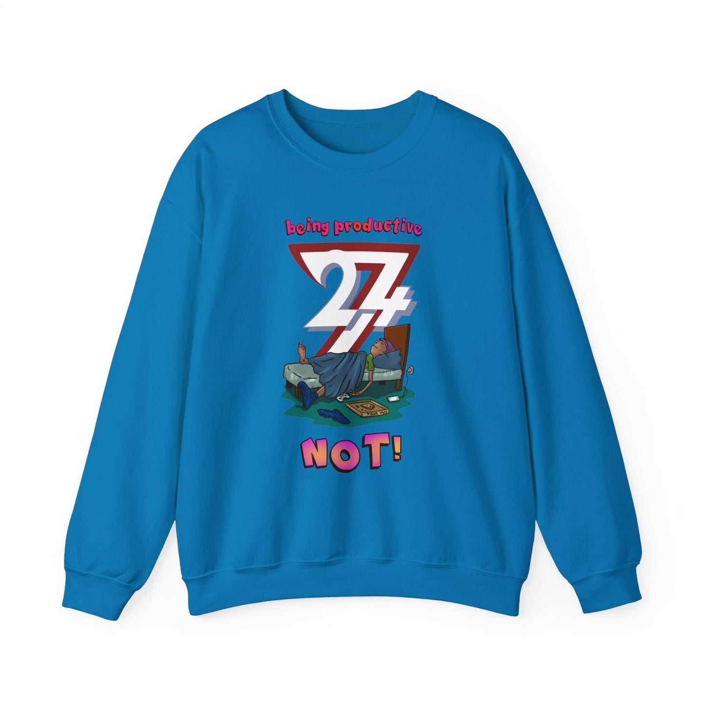 Unique Design Lazy Person Heavy Blend™ Crewneck Sweatshirt sapphire