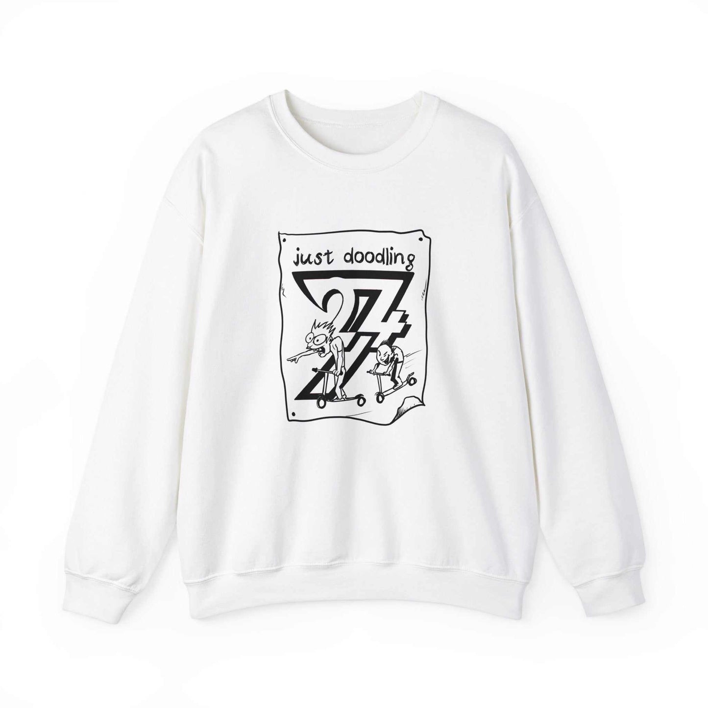 Unique Design Just Doodling Scooter Kids Heavy Blend™ Crewneck Sweatshirt white