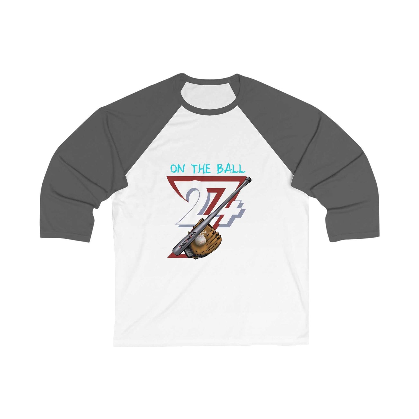 Unique Design On The Ball Baseball 3\4 Sleeve Baseball Tee white-asphalt