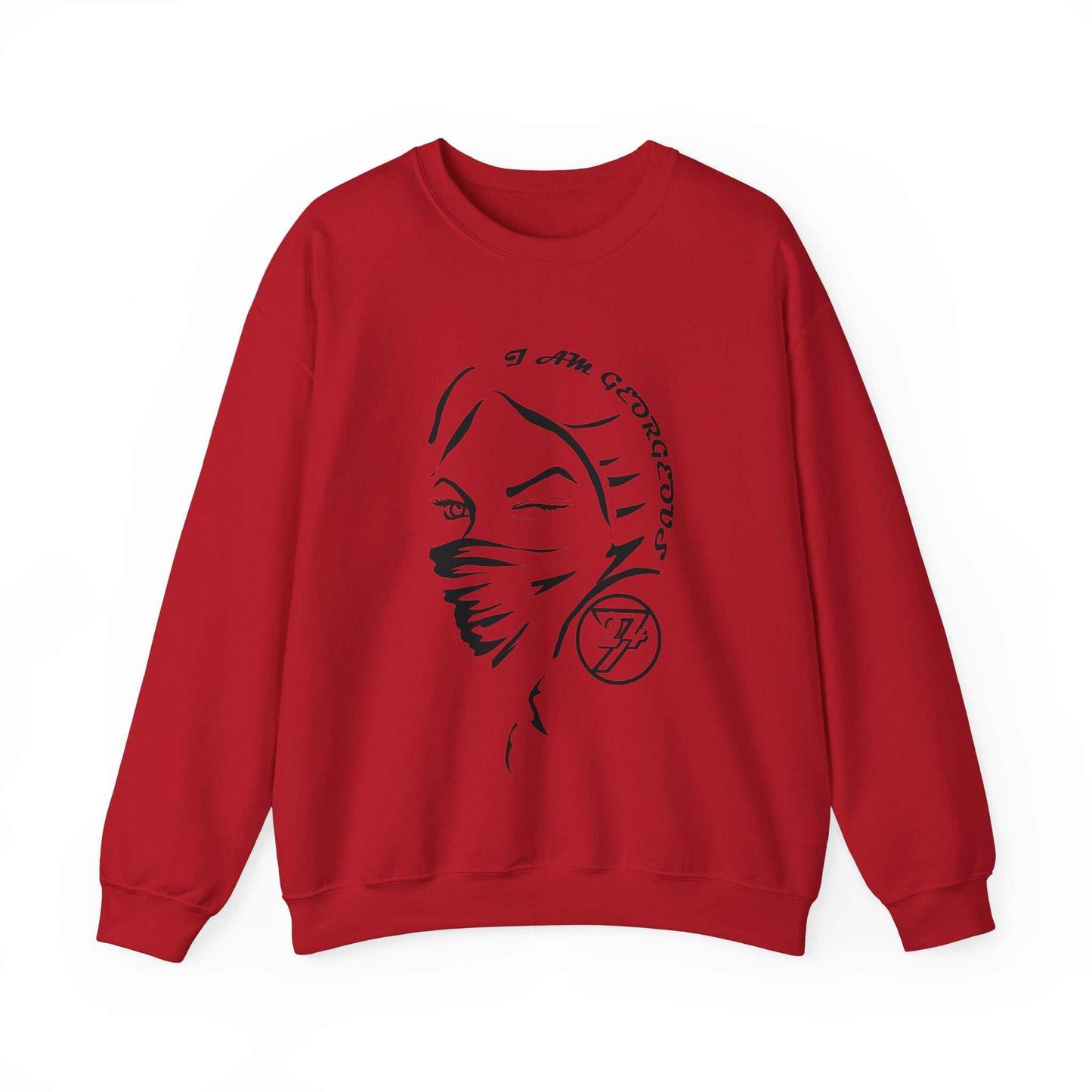 Unique Design Gorgeous Woman Heavy Blend™ Crewneck Sweatshirt cherry red