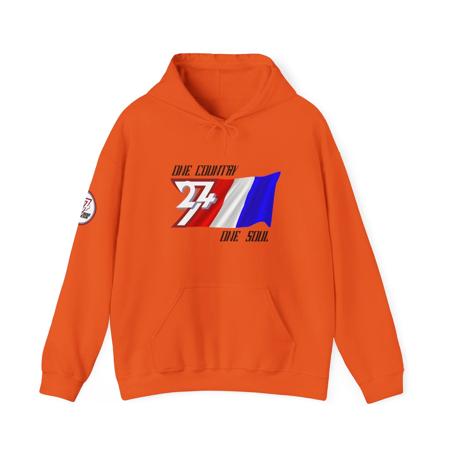 Unique Design 24/7 France Flag Printed Unisex custom Hoodie orange