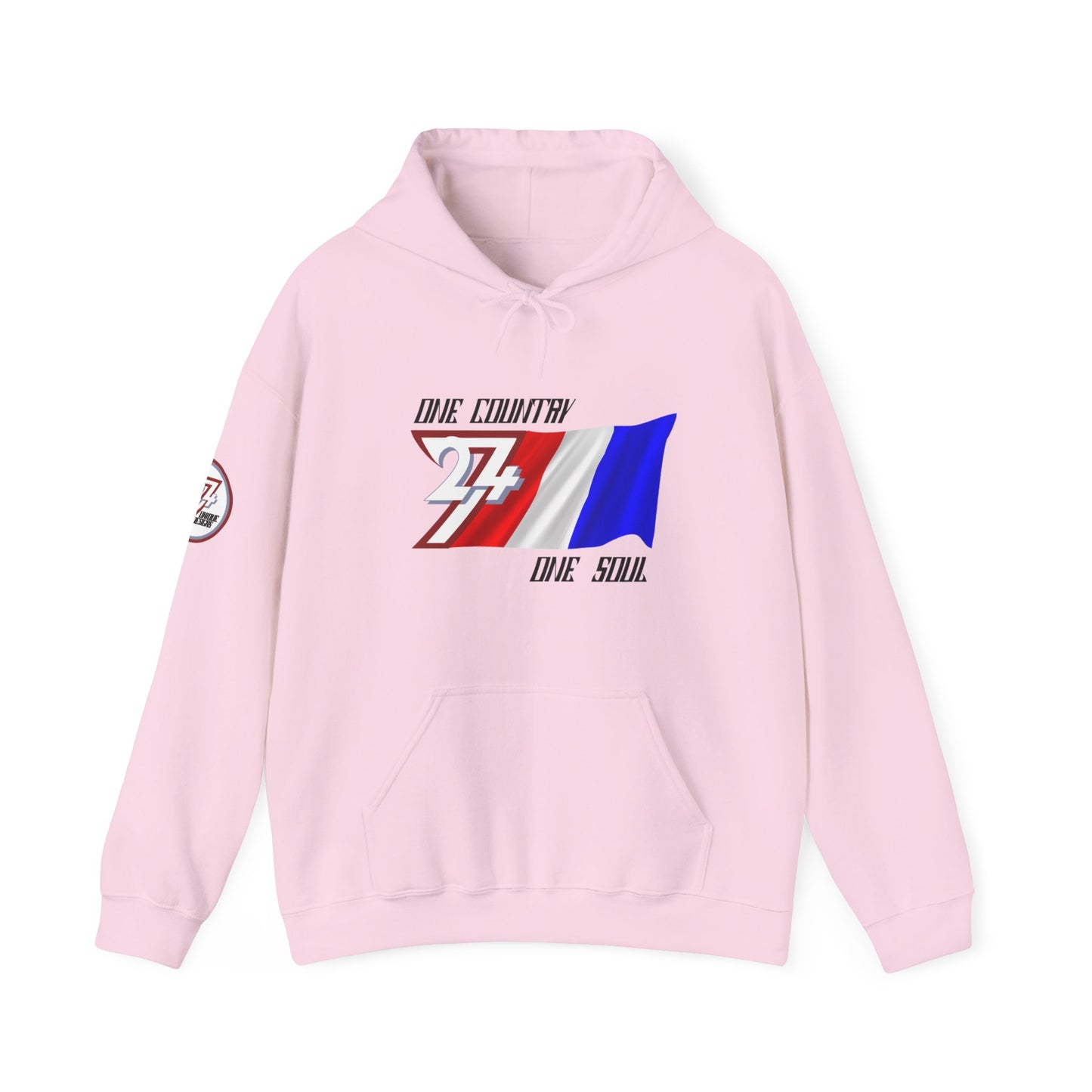 Unique Design 24/7 France Flag Printed Unisex custom Hoodie light pink
