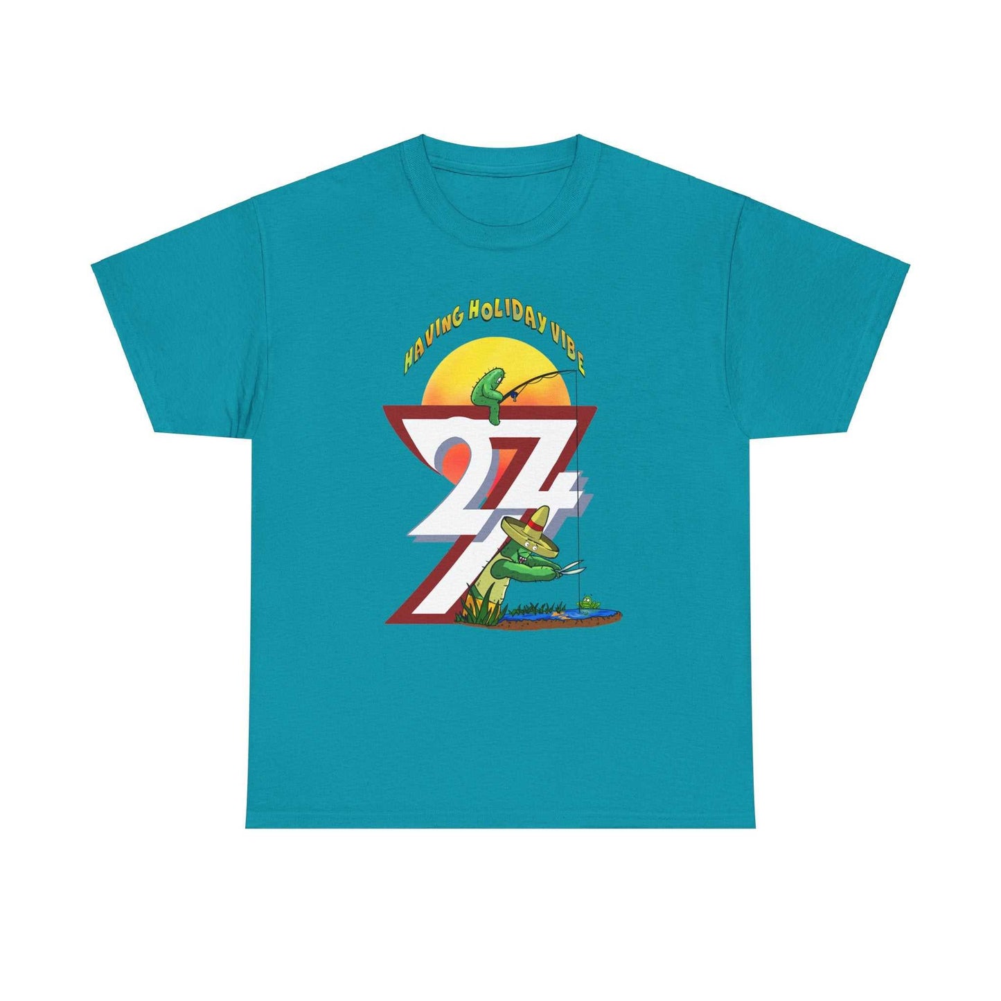 Printed T-shirt - Leonando Fishing Holiday tropical blue