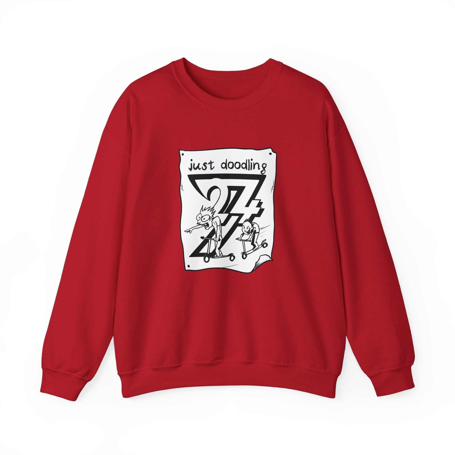 Unique Design Just Doodling Scooter Kids Heavy Blend™ Crewneck Sweatshirt red