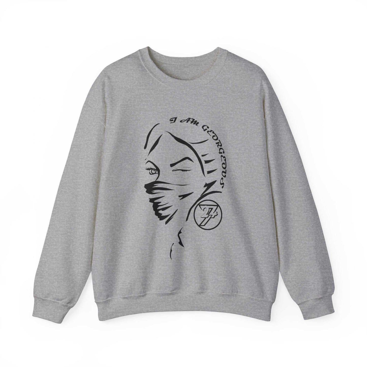 Unique Design Gorgeous Woman Heavy Blend™ Crewneck Sweatshirt sports grey