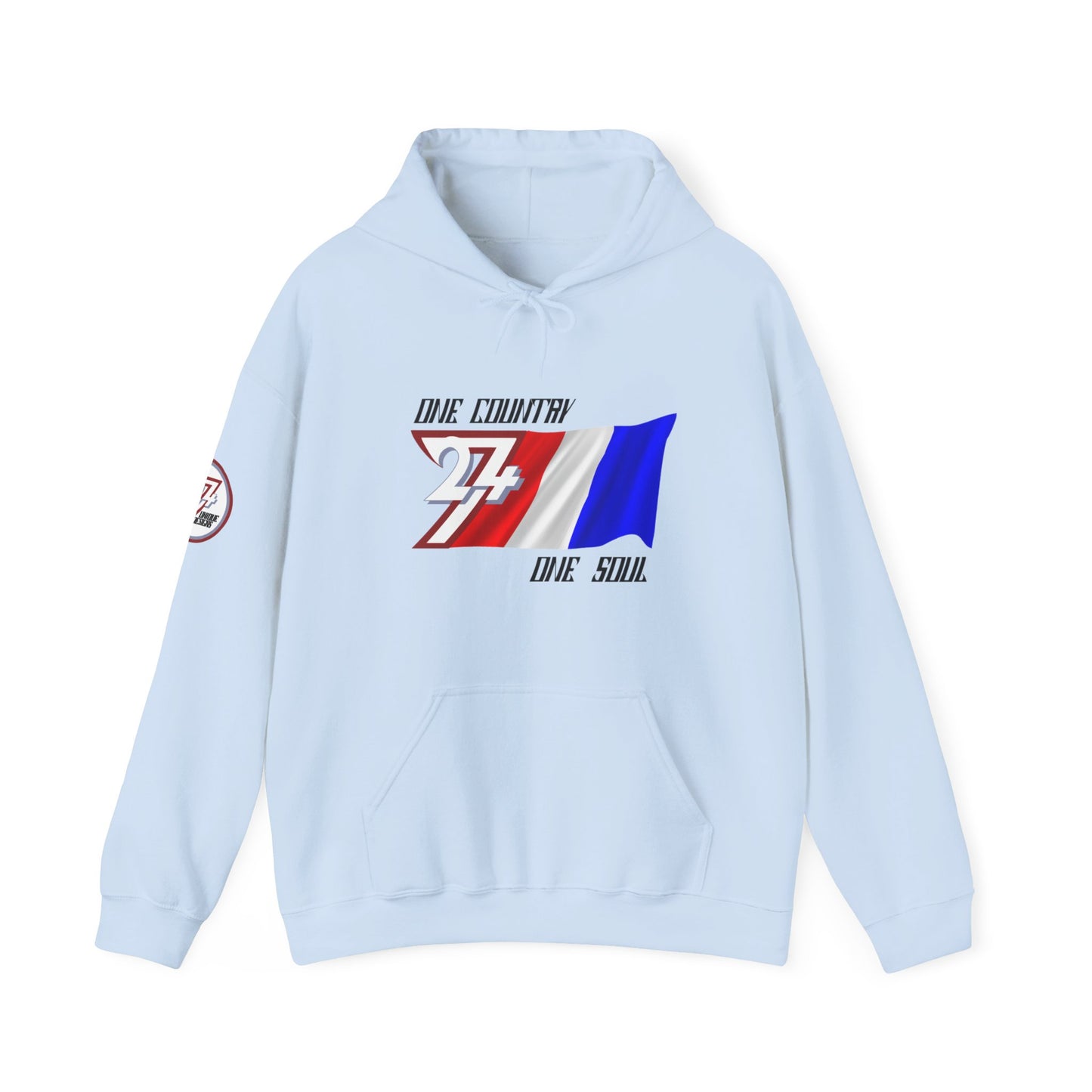 Unique Design 24/7 France Flag Printed Unisex custom Hoodie light blue