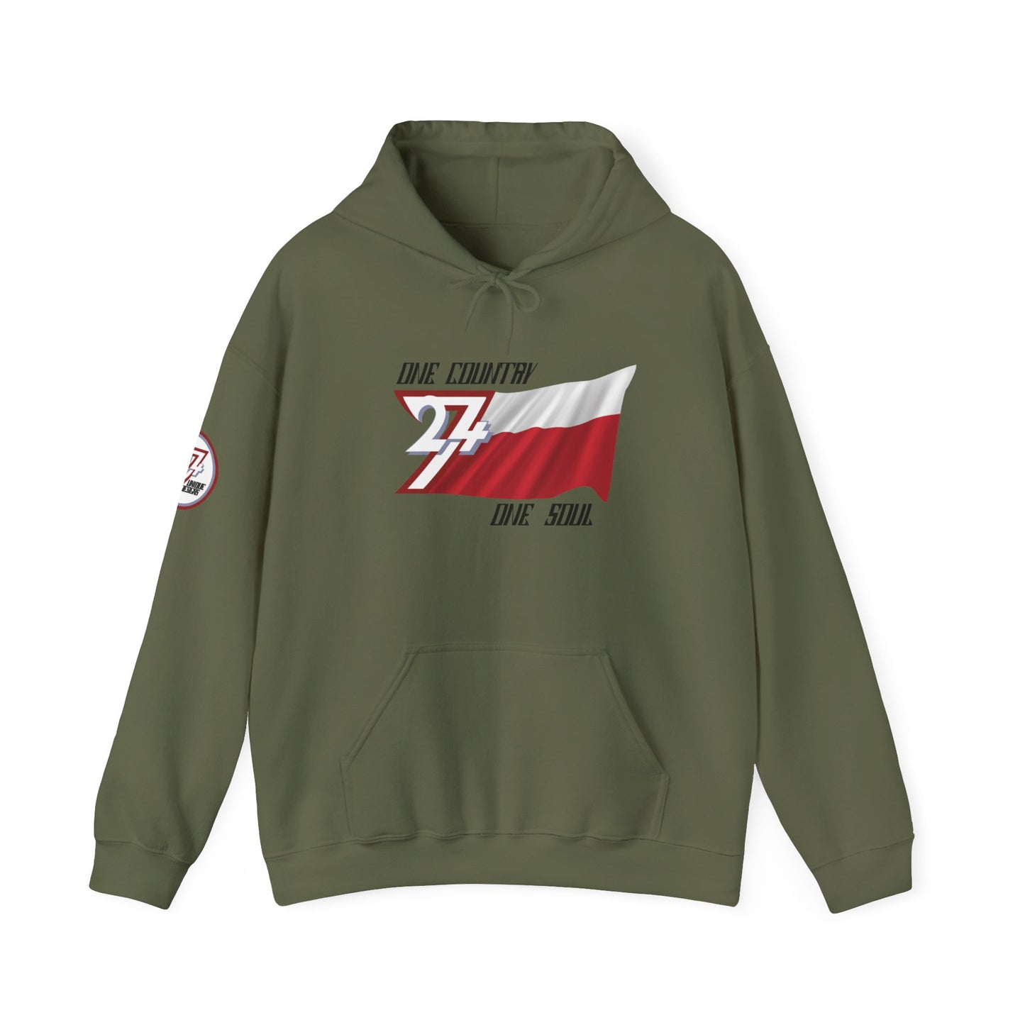 Unique Design 24/7 Poland Flag custom hoodie military green