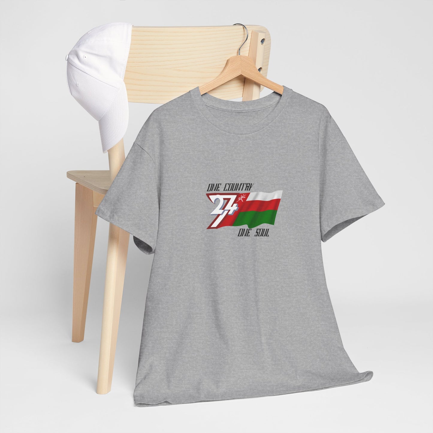 Unique Design 24/7 Oman Flag Printed Unisex custom T-shirt sport  grey
