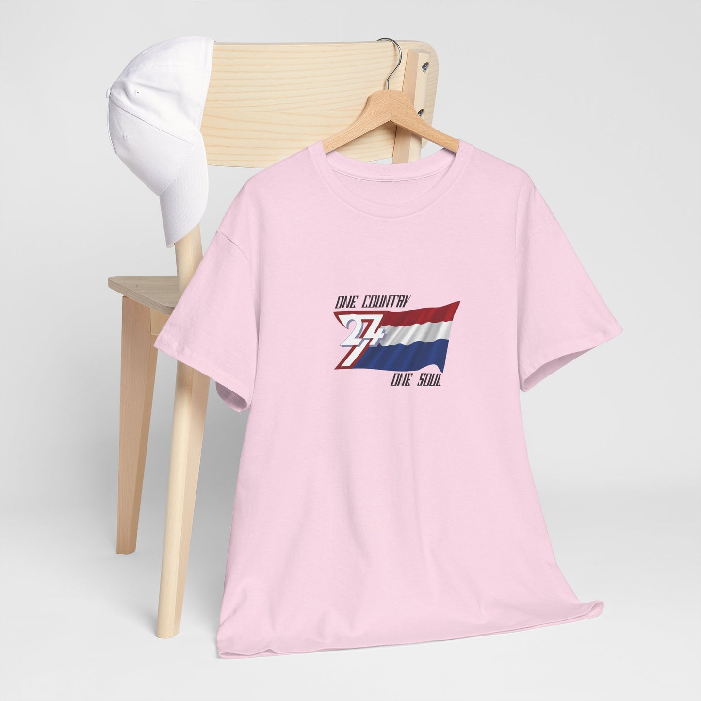 Unique Design 24/7 Netherlands Flag Printed Unisex custom T-shirt light pink