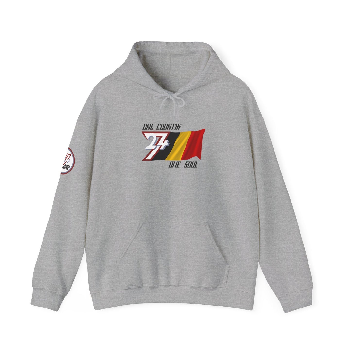 Unique Design 24/7 Belgium Flag Printed Unisex custom Hoodie sport grey