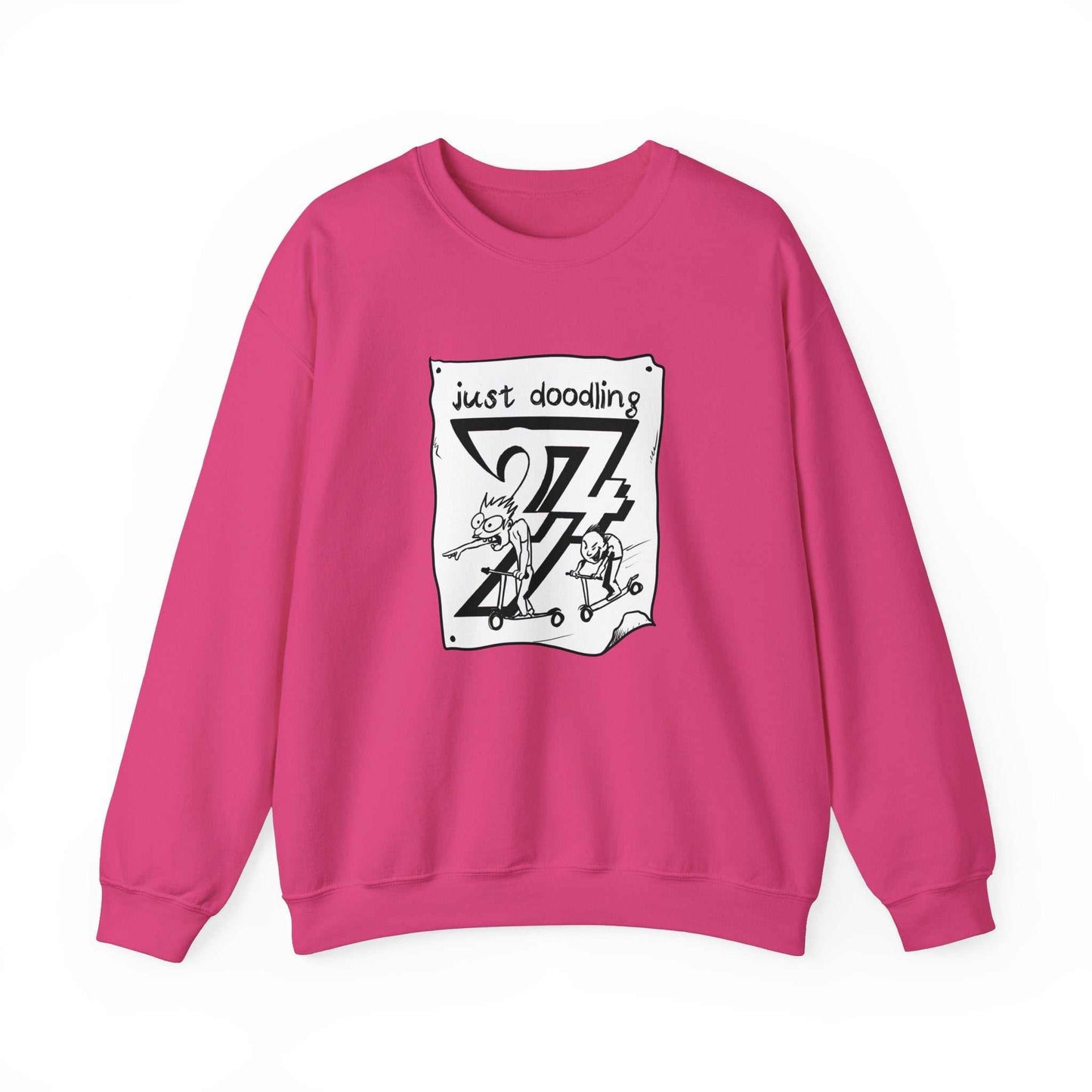 Unique Design Just Doodling Scooter Kids Heavy Blend™ Crewneck Sweatshirt azalea