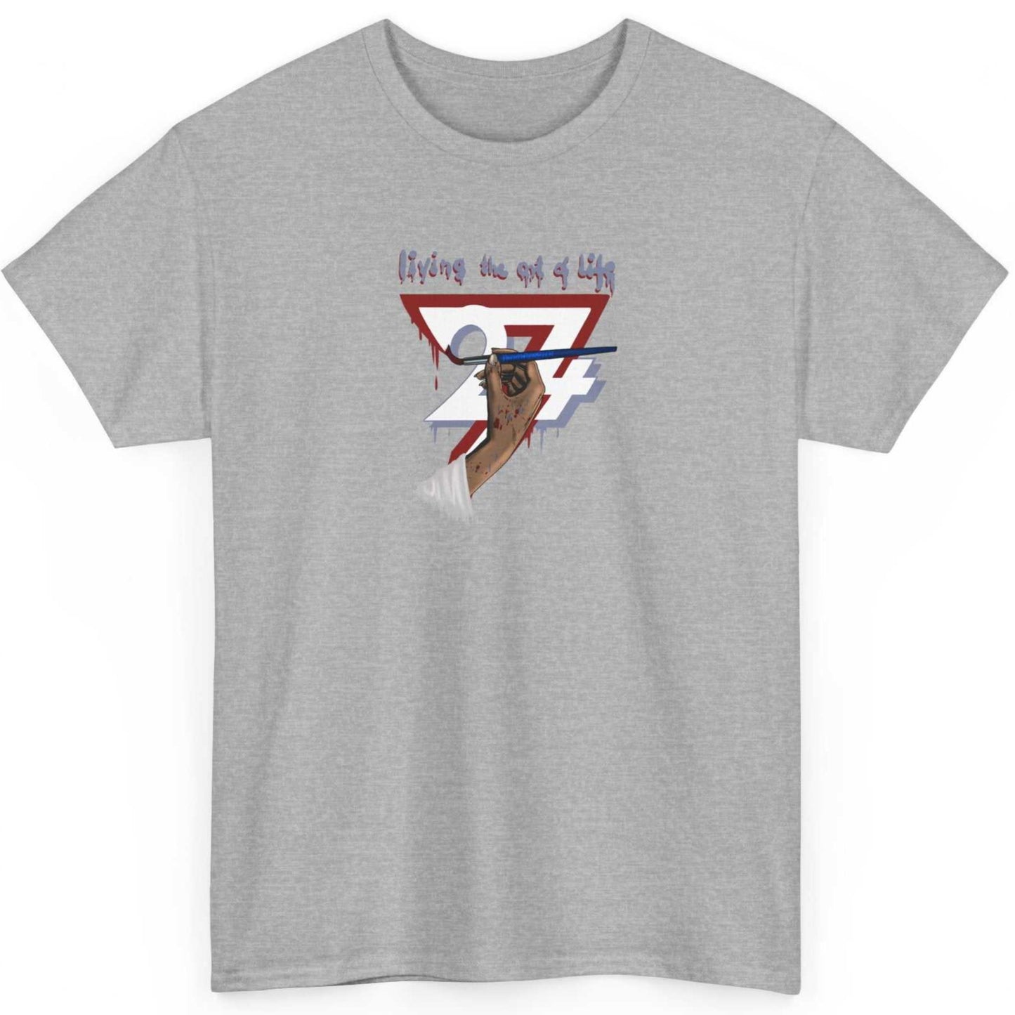 Unique Design Art of Life graphics t-shirt sports grey
