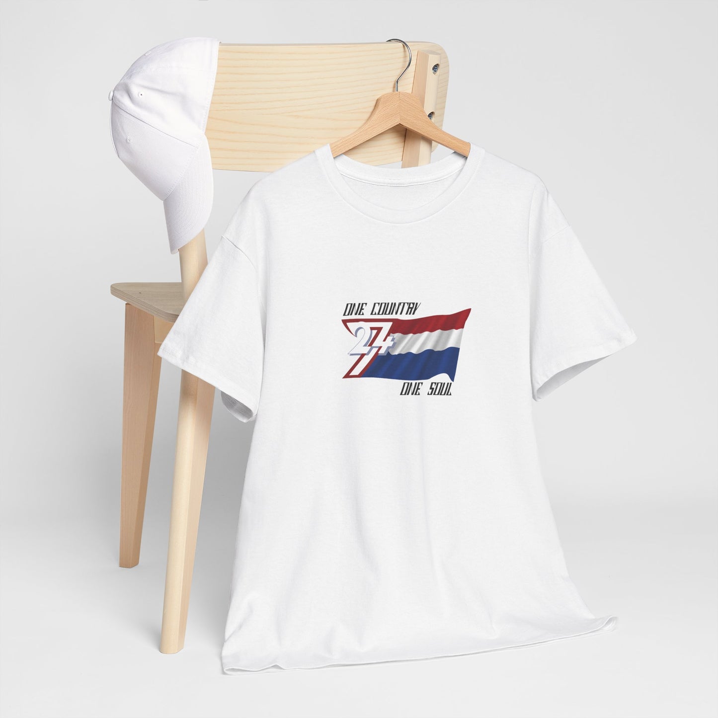 Unique Design 24/7 Netherlands Flag Printed Unisex custom T-shirt white