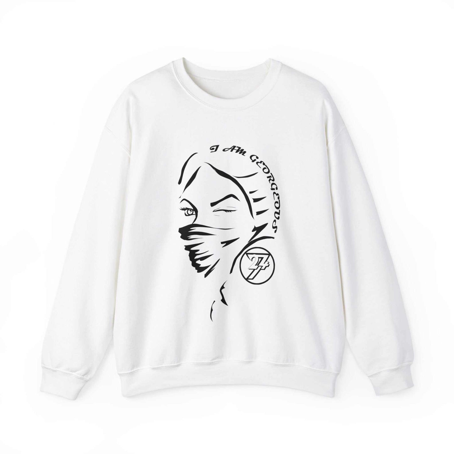 Unique Design Gorgeous Woman Heavy Blend™ Crewneck Sweatshirt white