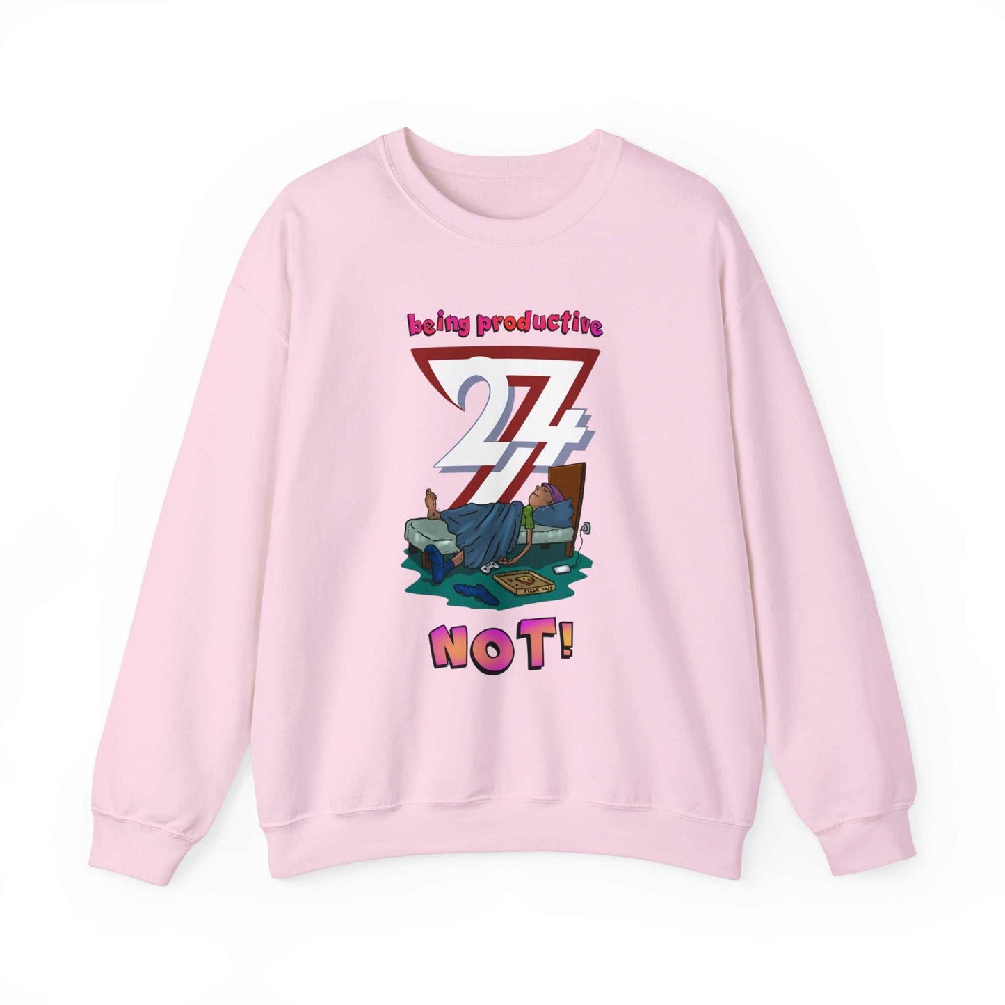 Unique Design Lazy Person Heavy Blend™ Crewneck Sweatshirt light pink