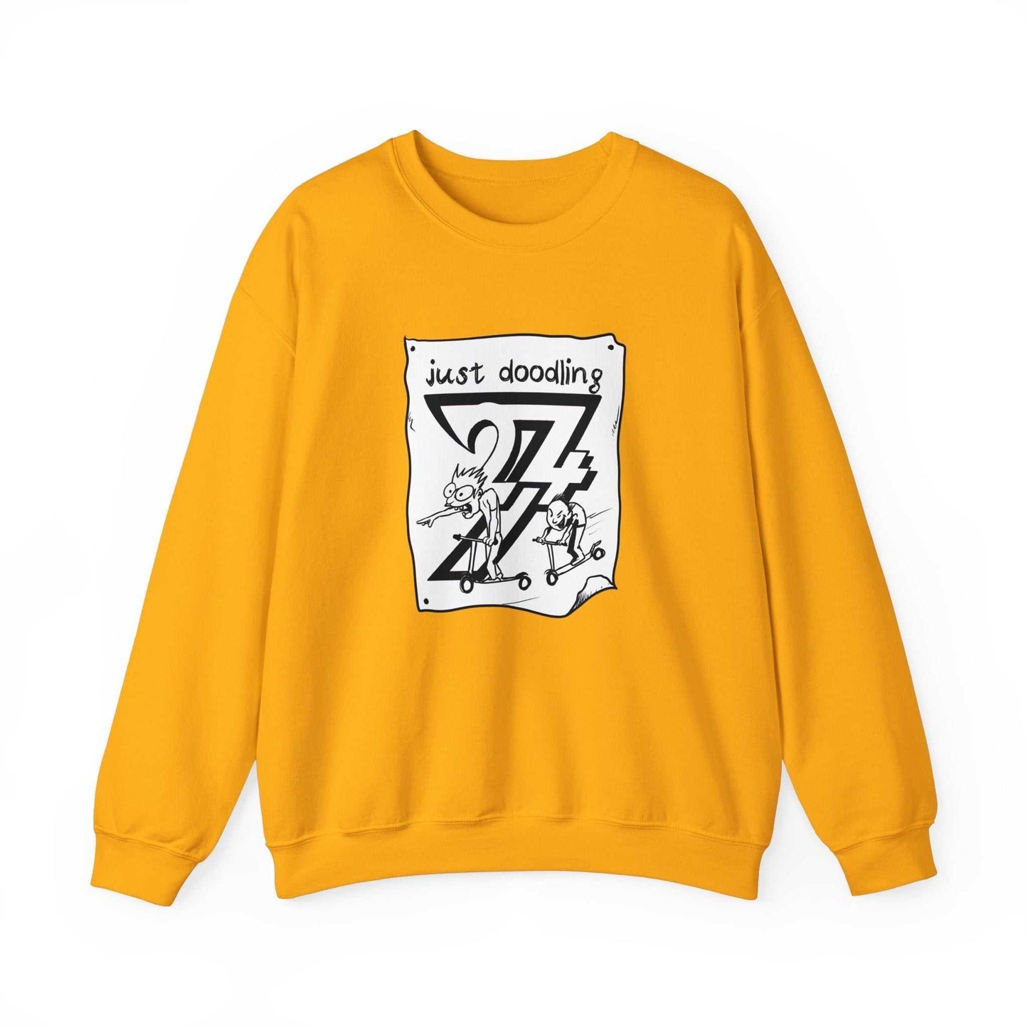 Unique Design Just Doodling Scooter Kids Heavy Blend™ Crewneck Sweatshirt gold