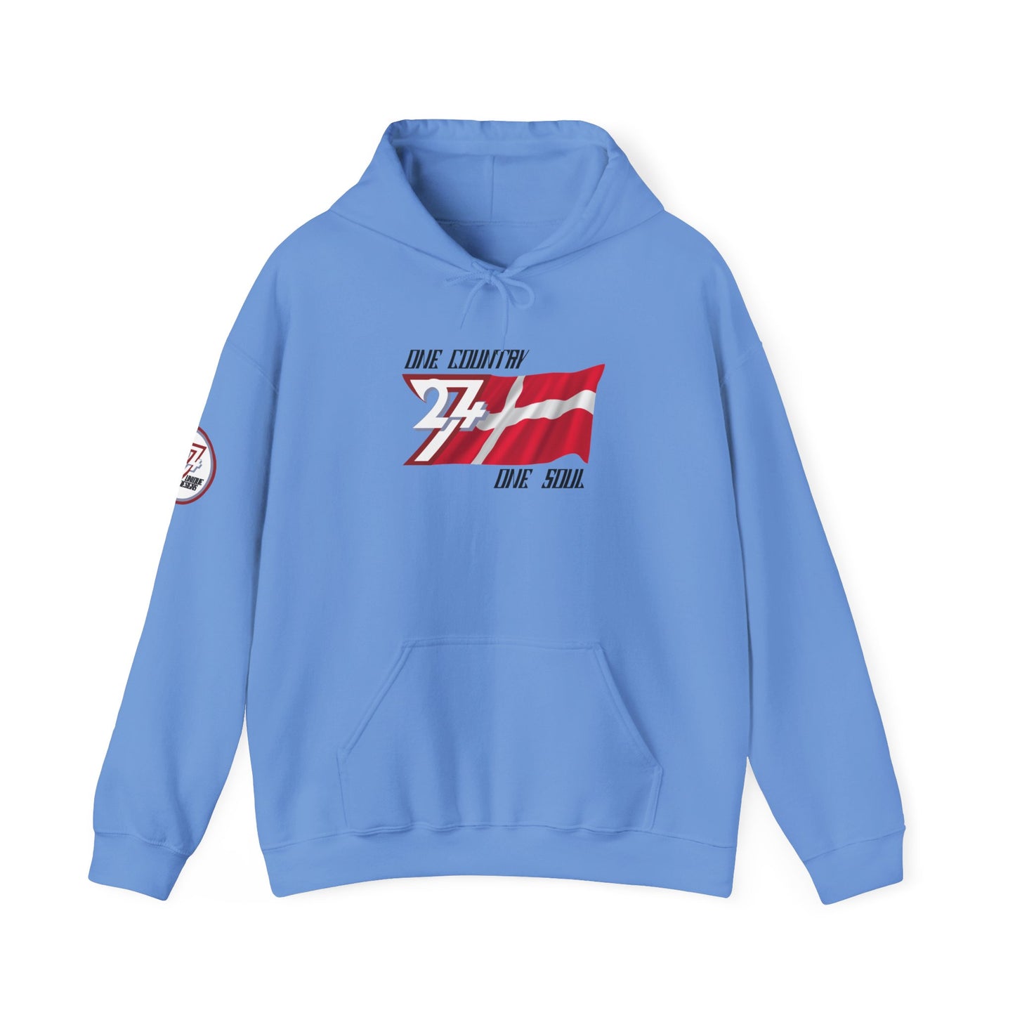 Unique Design 24/7 Denmark Flag Printed Unisex custom Hoodie carolina blue